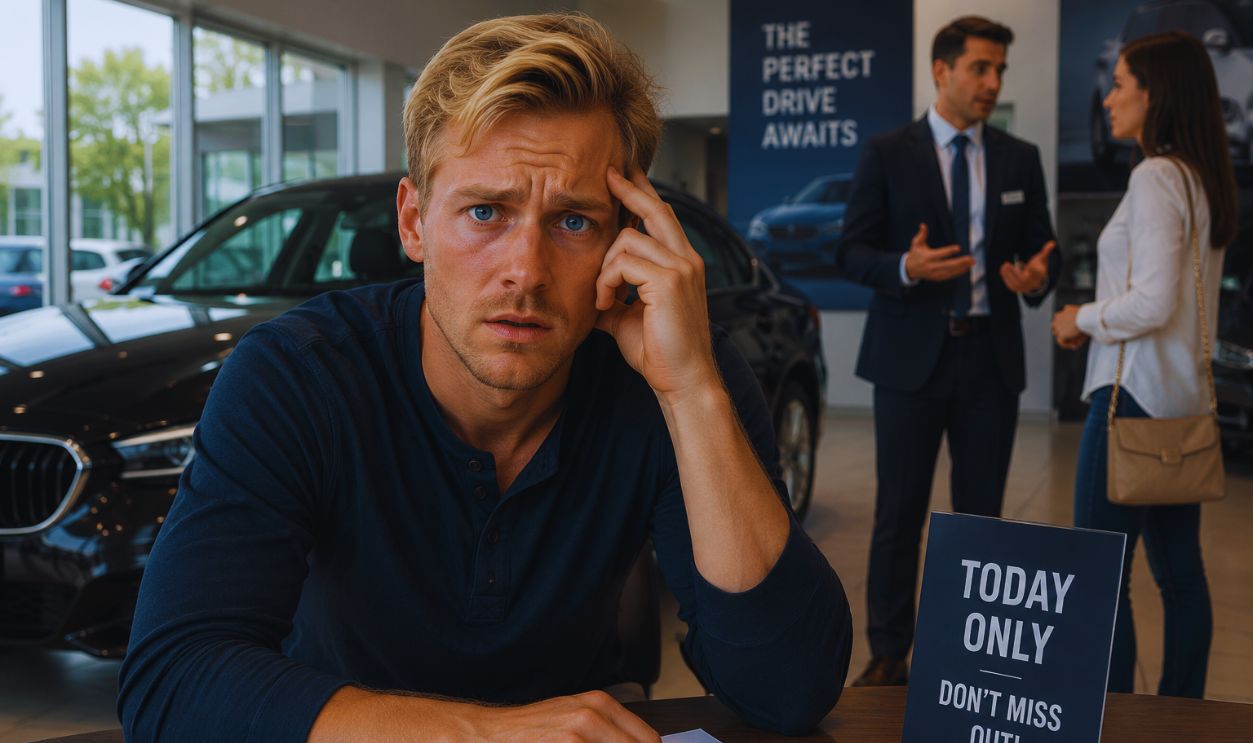 Man worried car dealership