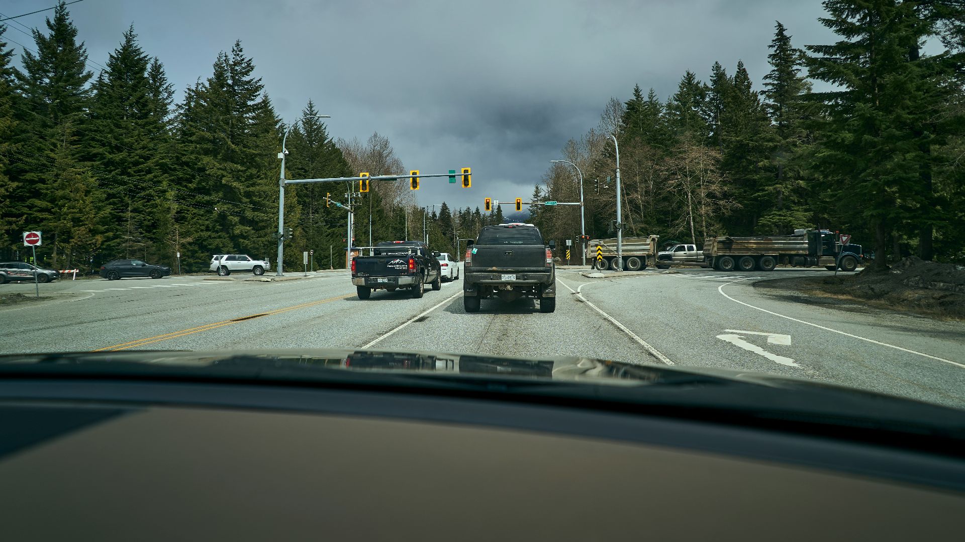 a car driving down a road