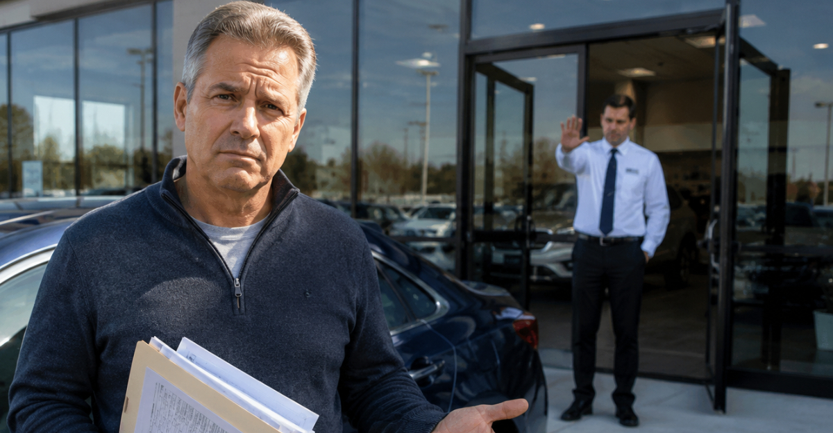 Man trying to return car at dealership