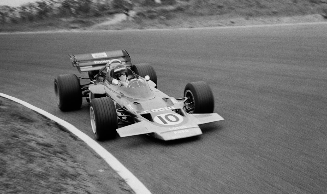 Racing driver Jochen Rindt driving a #10 Lotus-Ford at the Formula 1 Dutch Grand Prix, Zandvoort, Holland, June 21st 1970.