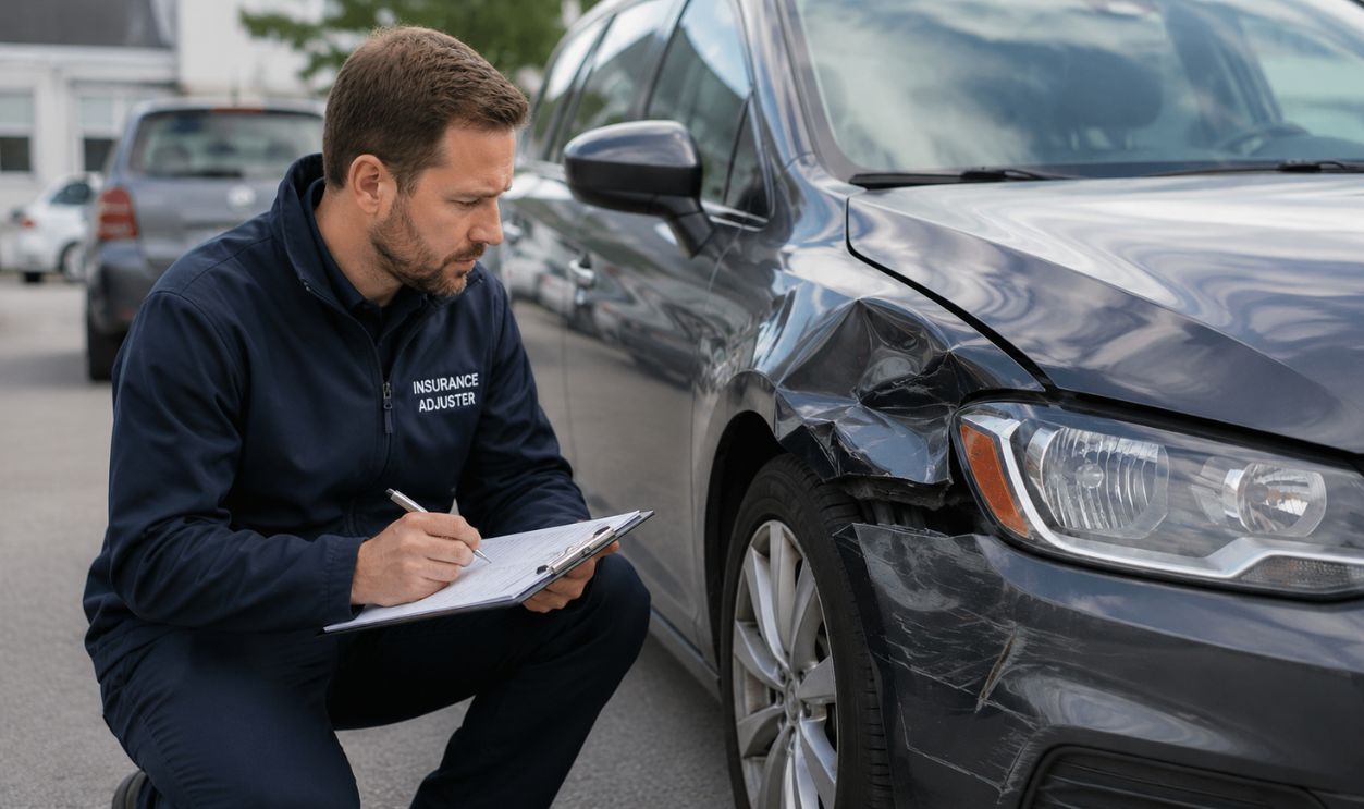 Car damage inspection in daylight