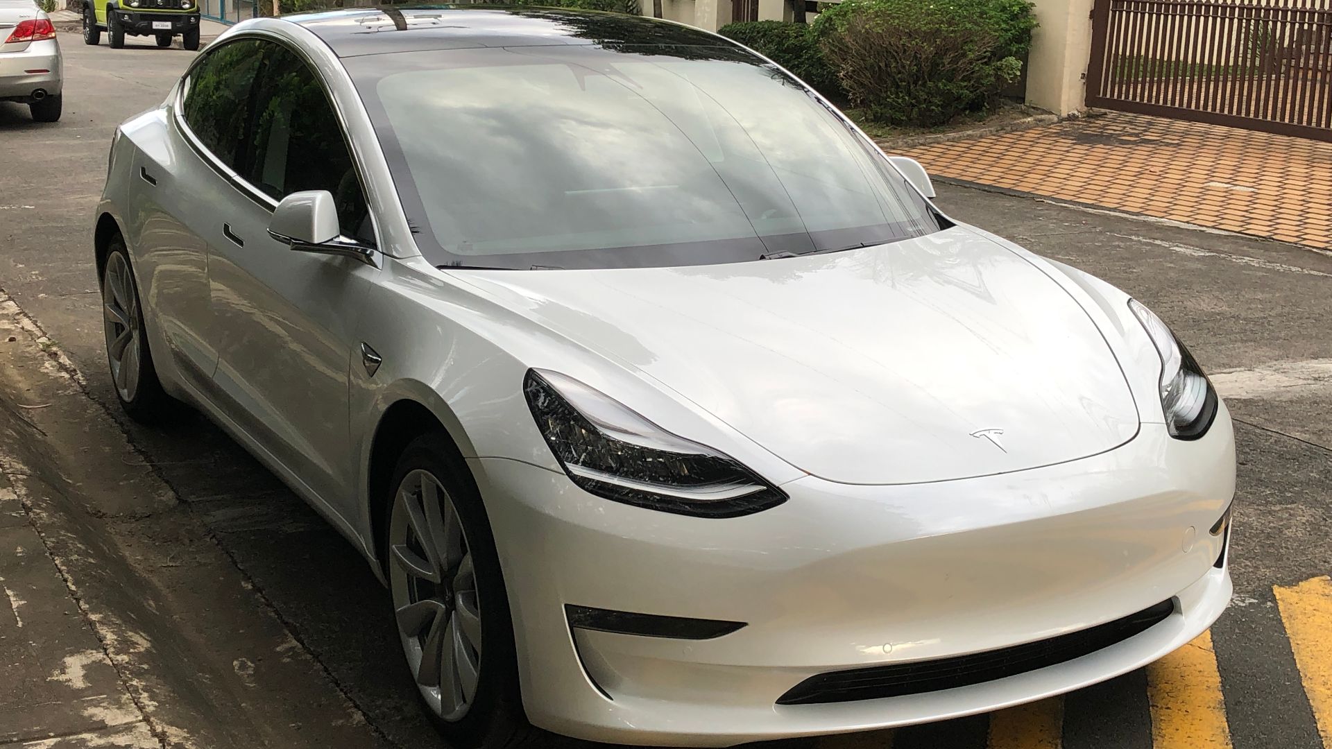 Front side of a Tesla Model 3. The vehicle is not officially available in the Philippines as of October 2019.