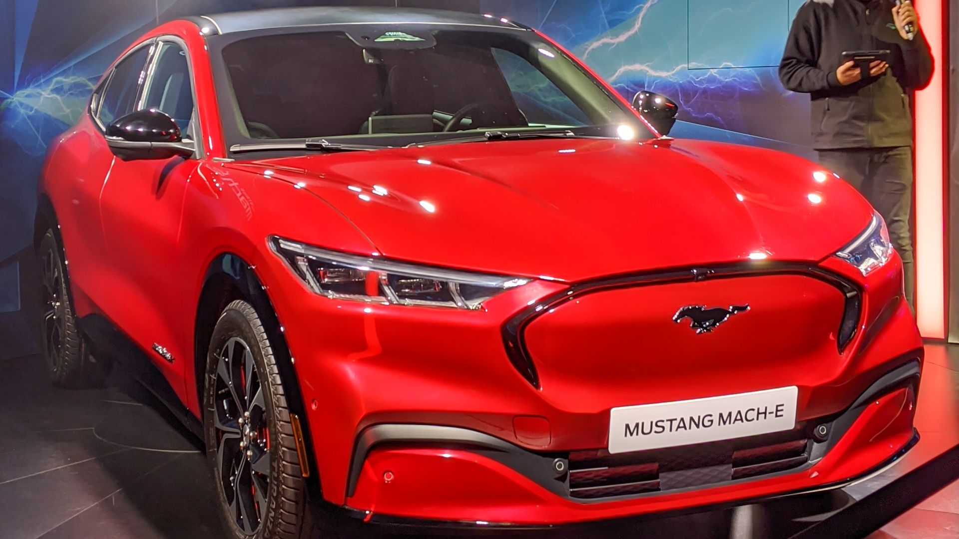 2020 Ford Mustang Mach-E taken at the 2020 London Classic Car Show, Olympia London