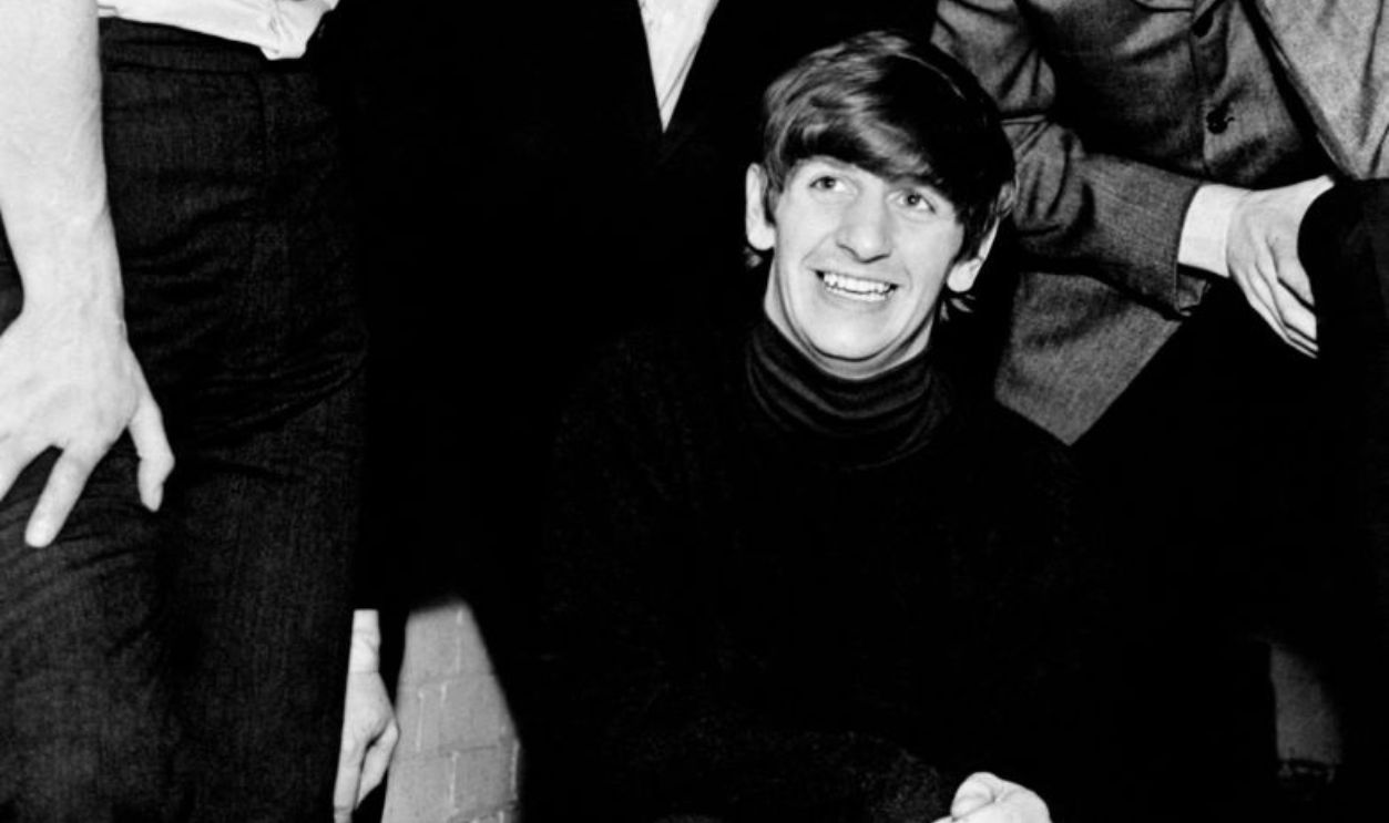 Portrait of English band The Beatles, the singers and musicians John Lennon, Paul McCartney, George Harrison and Ringo Starr (Richard Parkin Starkey). 1960s. 