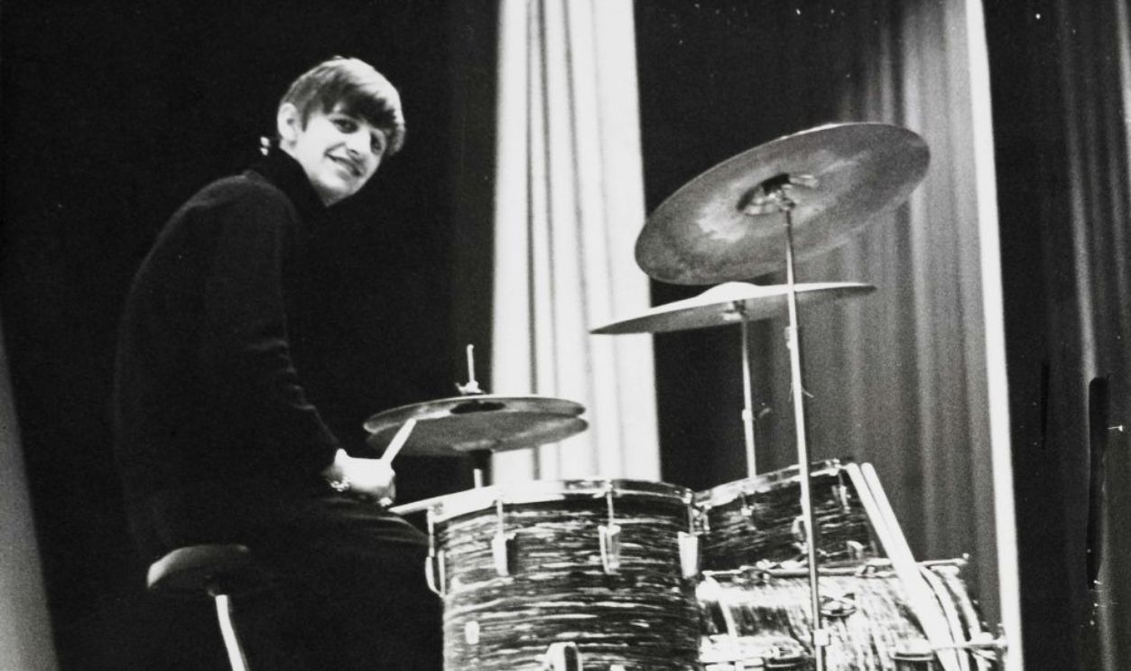 UNITED KINGDOM - JANUARY 01: Photo of Ringo STARR and BEATLES; Ringo Starr posed at Ludwig drum kit, drums c.1963
