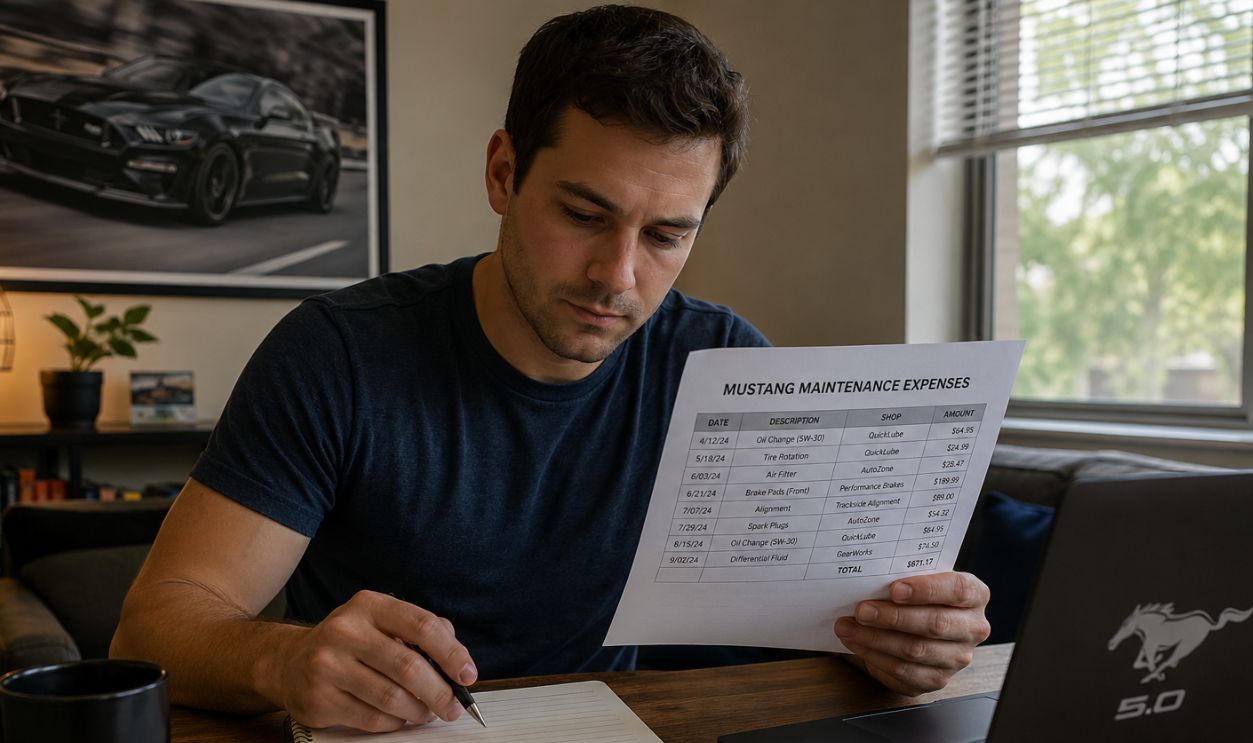 Home office with Mustang maintenance focus