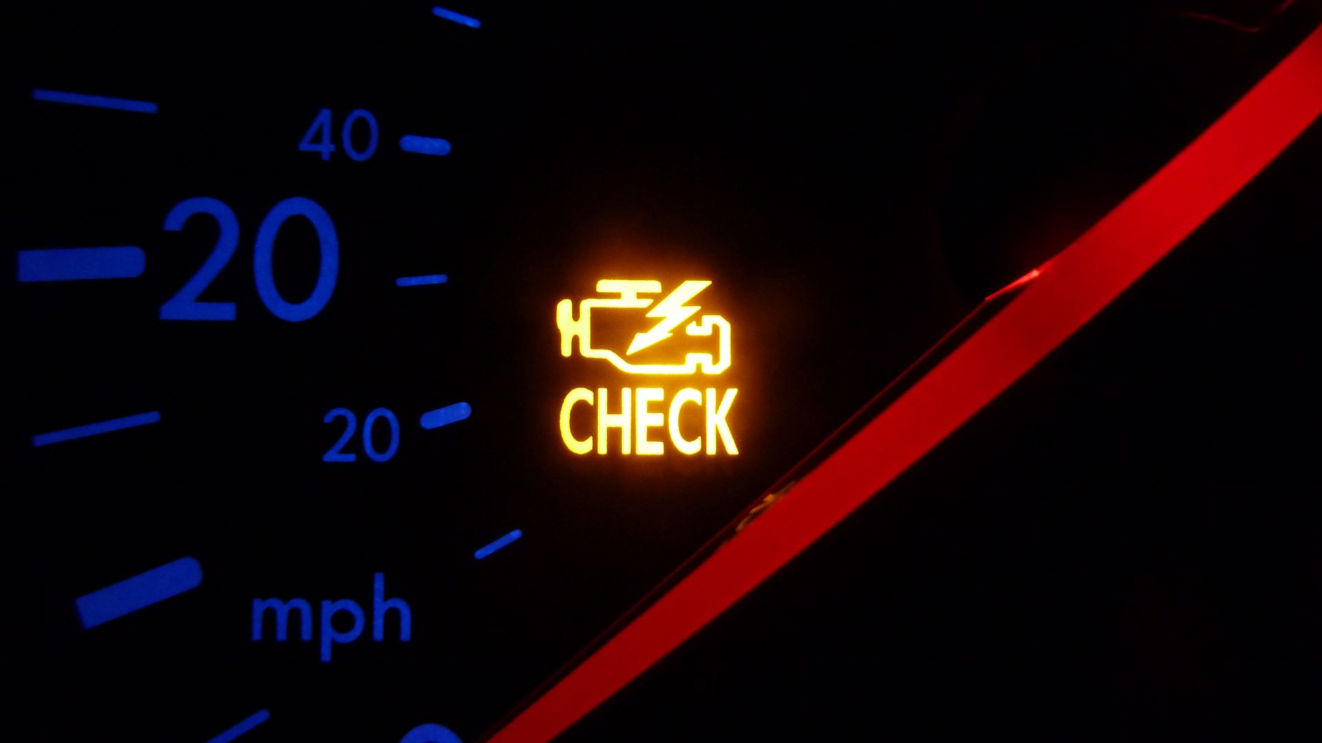 Engine check light on a VW Bora indicating a fault in the engine management system