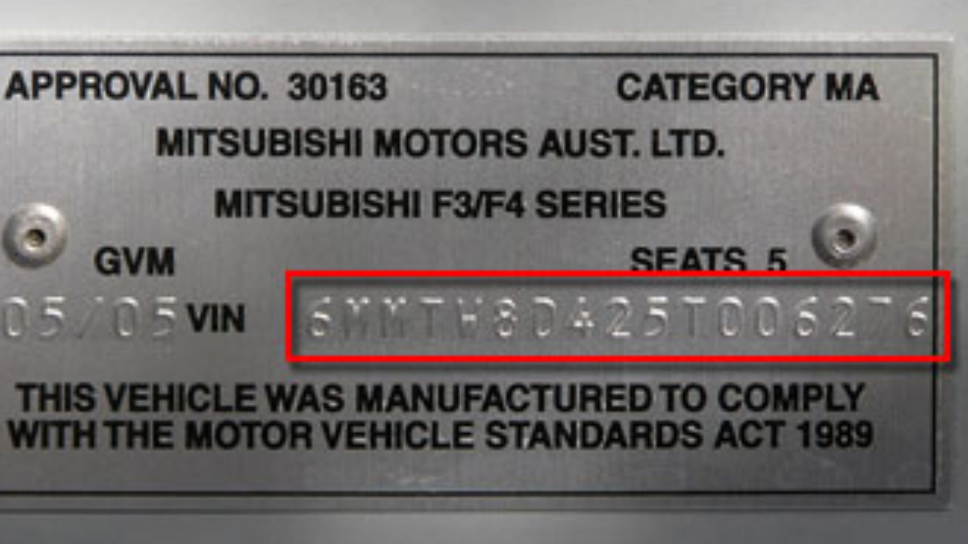 This is a Vehicle Identification Number