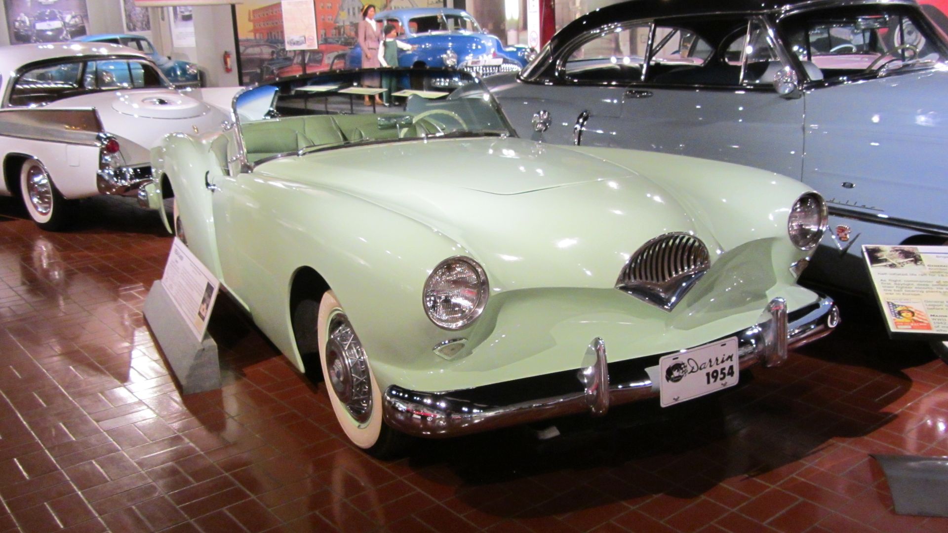 in that great light green color.  I suspect I may have seen this car around Michigan before, but now it is in the Gilmore Museum at Hickory Corners.

Final assembly of the Kaiser Darrin was done in Jackson, MI.  The body was modified from a Glasspar model