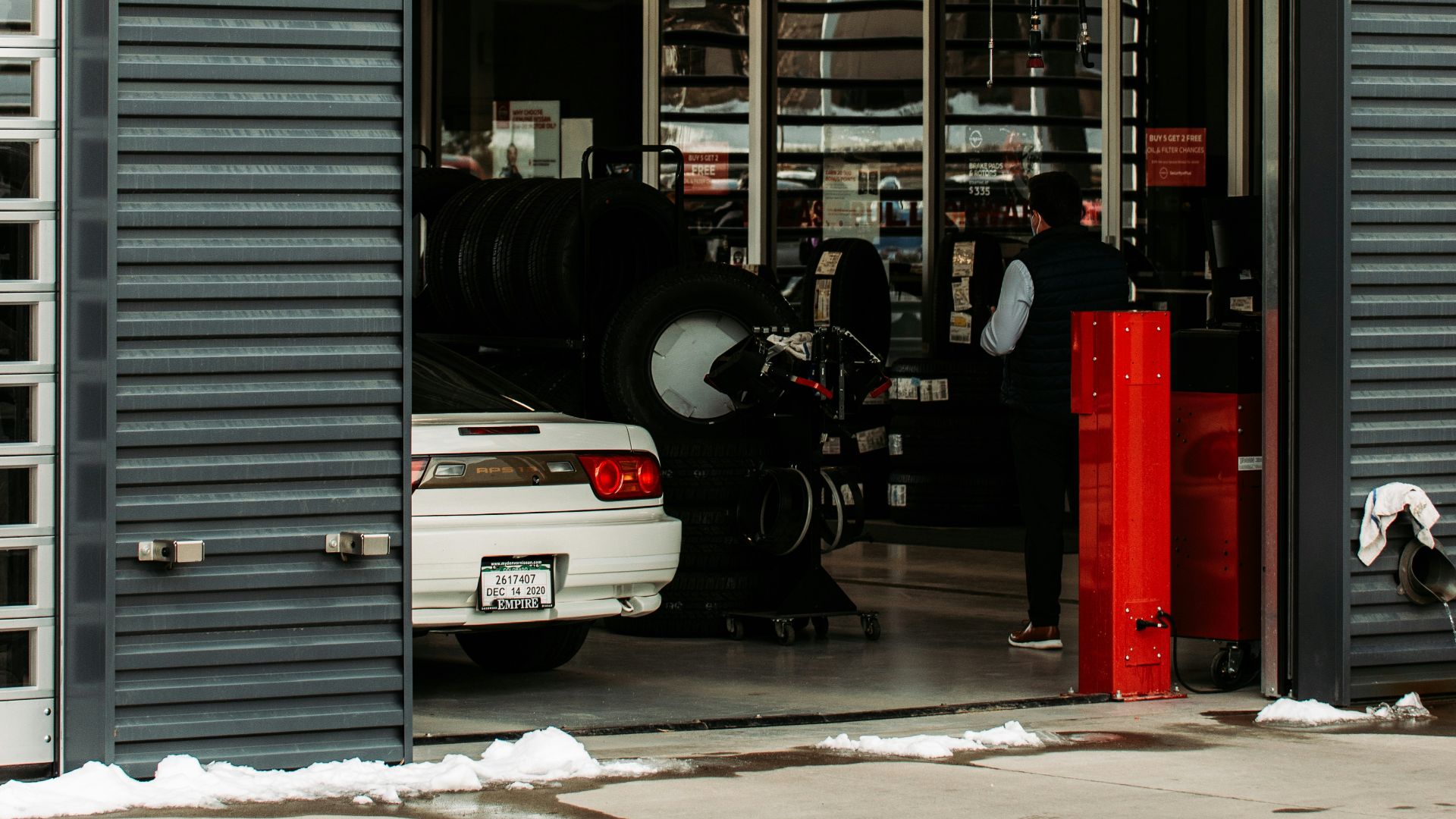 cars parked in front of building