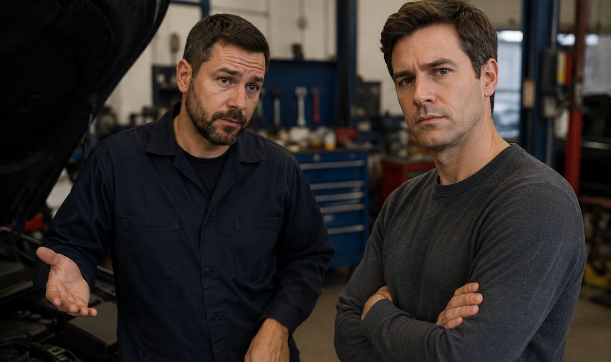 Mechanic talk to man 