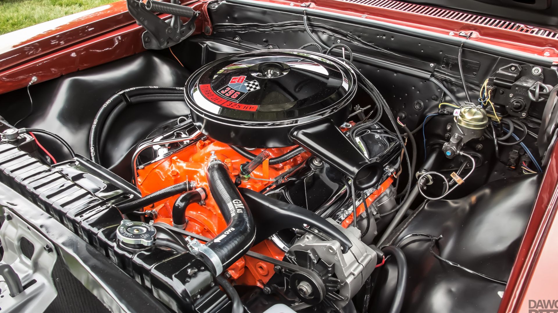 500px provided description: Engine detailShow card text:  * Chuck Sirianni, Niagara Falls, New York * One of the first Chevrolet muscle cars equipped with the 396 big block power plant * 396 cu. in. V-8 engine; matching numbers * Muncie 4-speed transmi