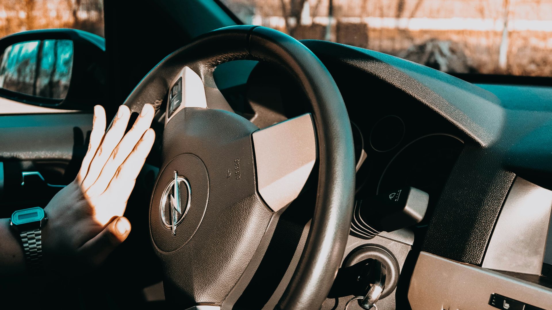 a person driving a car