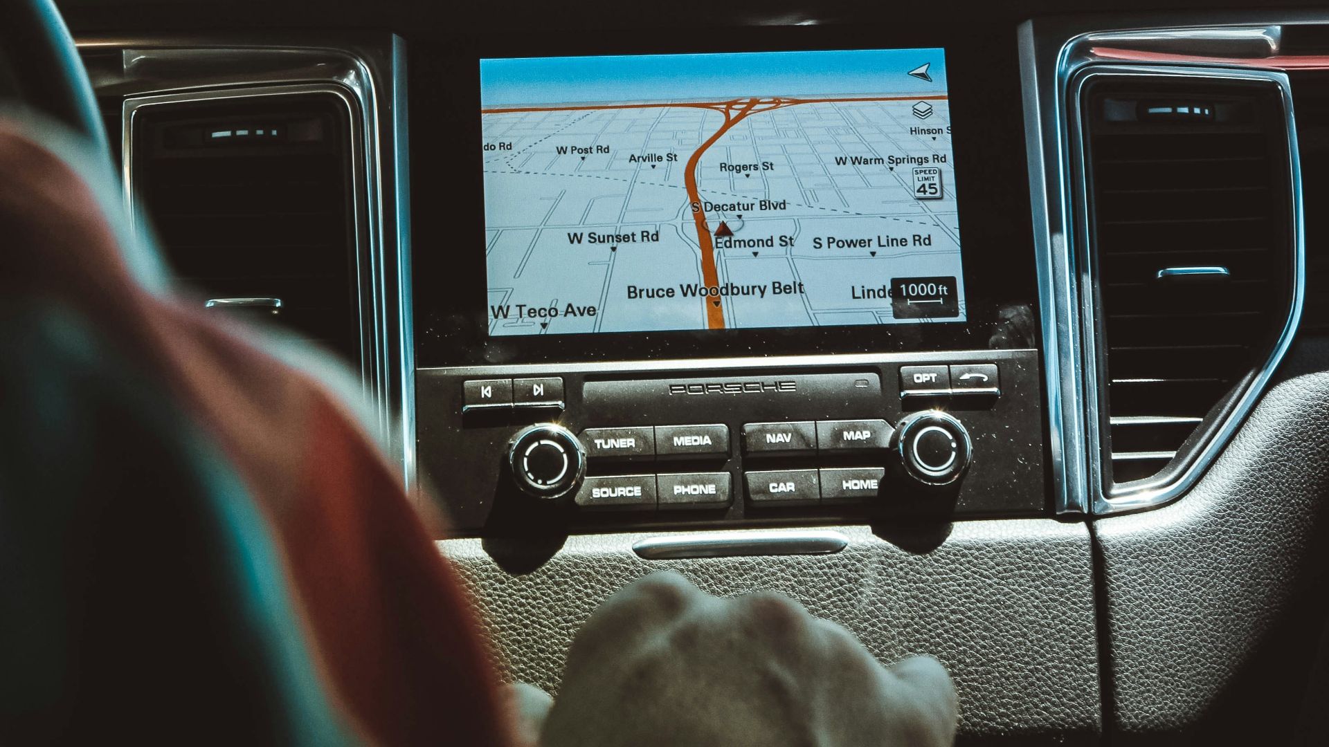 black GPS navigator turned on