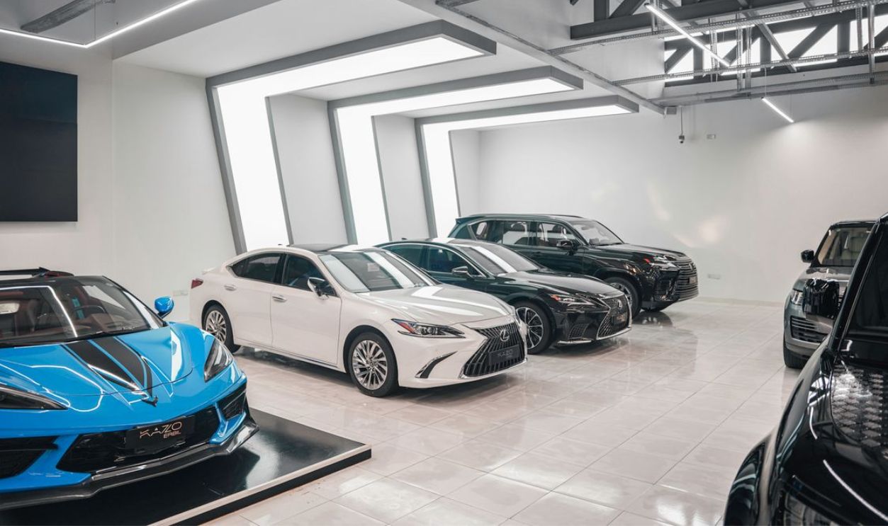 New cars in showroom
