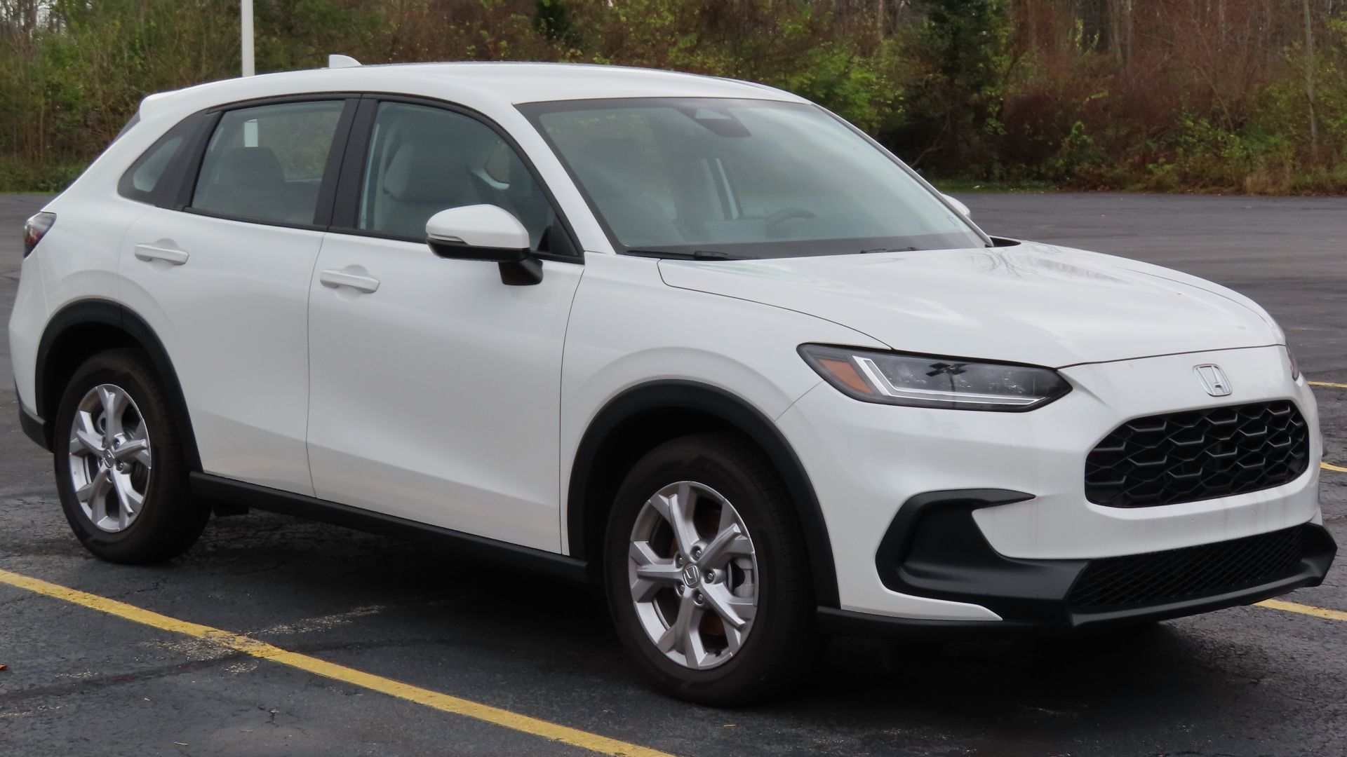 2023 Honda HR-V LX AWD photographed in New Castle, Pennsylvania. Finished in Platinum White Pearl.