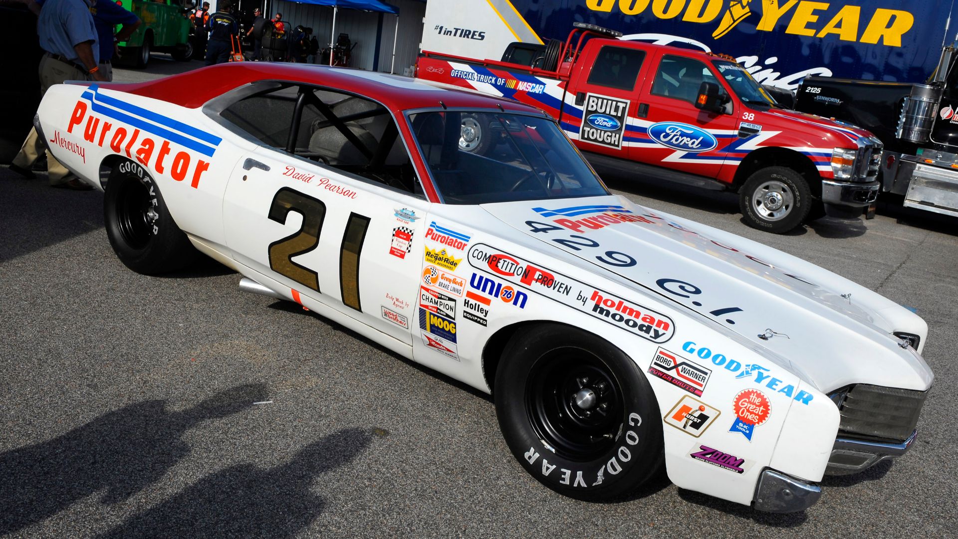 05/10/08 Darlington, South Carolina USA. The Wood Brothers 1971 Mercury Cyclone as driven by David Pearson on display at Darlington.  For more, visit www.fordracing.com.  Autostock.