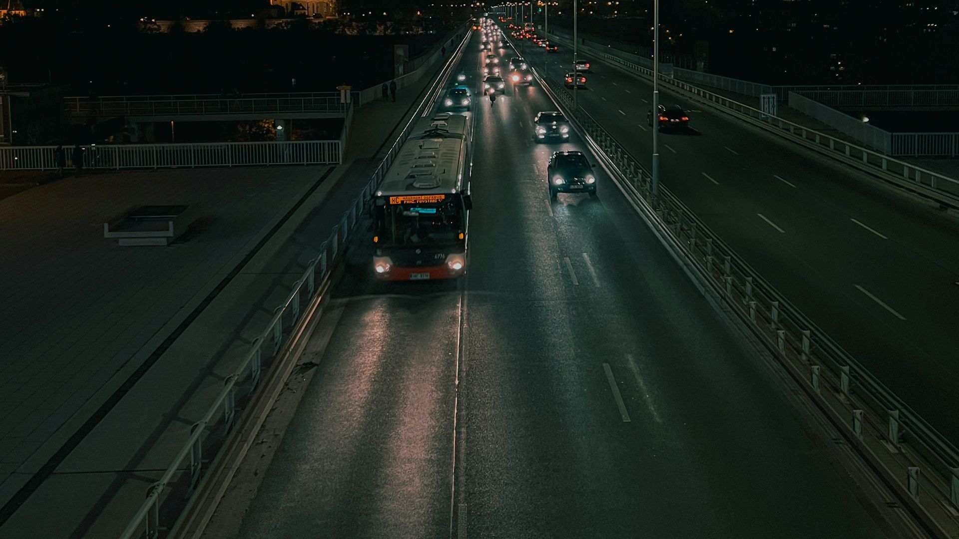 a highway at night