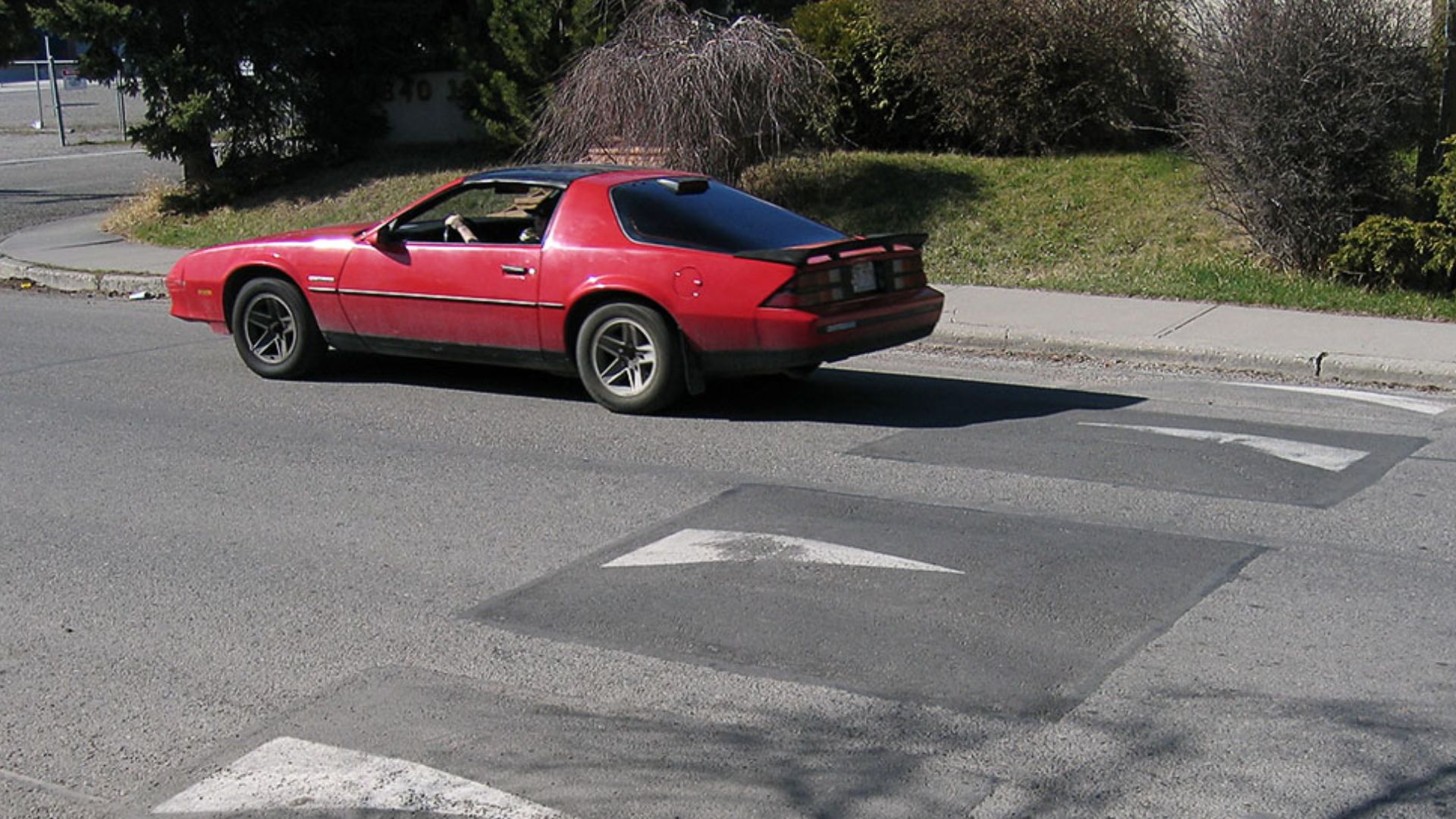 Asphalt speed cushions (likely located in British Columbia, Canada)