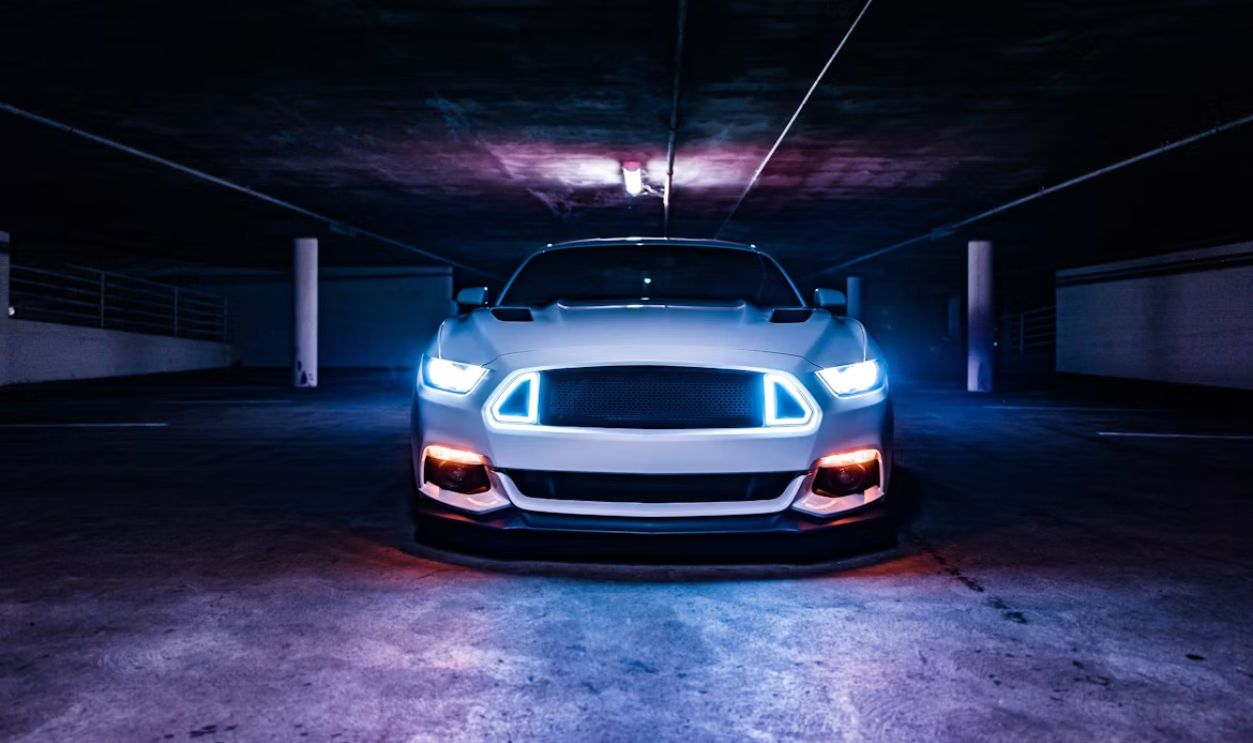 car Lights Against A Wall