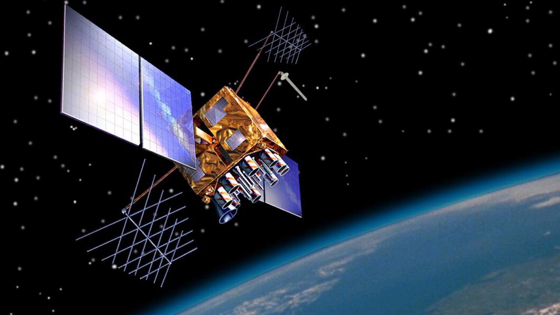 Artist's impression of a GPS-IIRM satellite in orbit