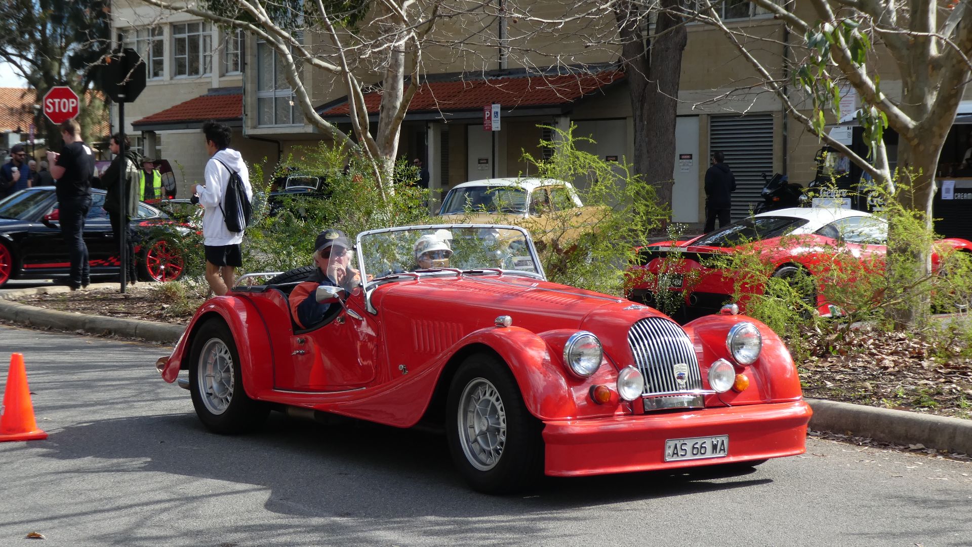 A 1980 Morgan Plus 8, seen at UWA Car Park 9 in Crawley.