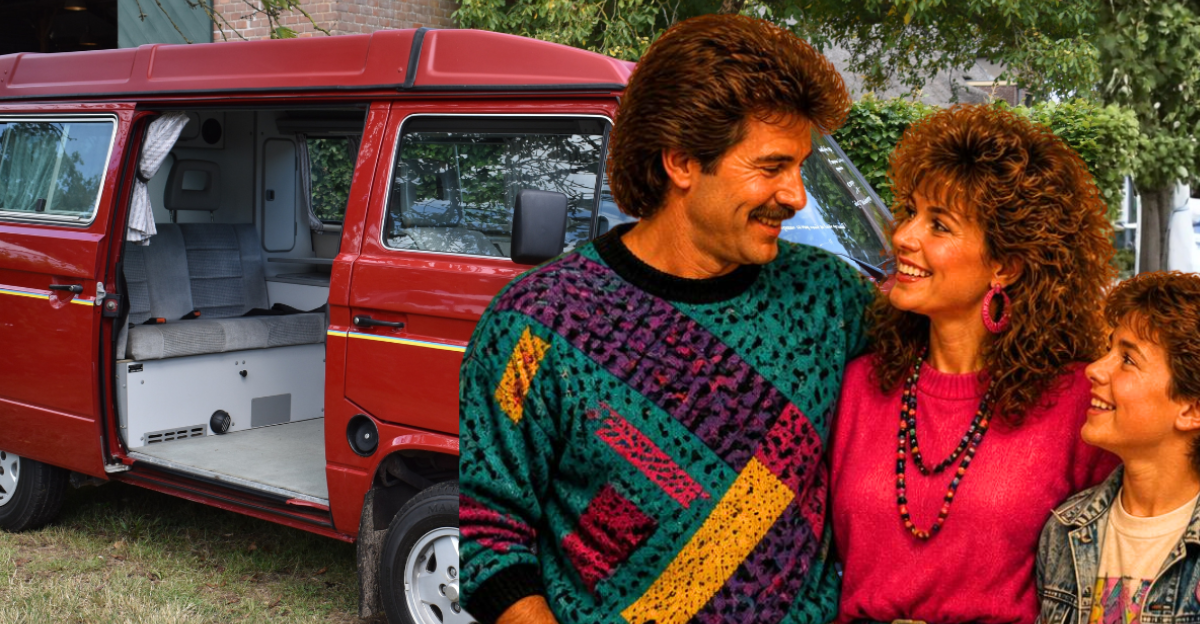 a red 1989 Volkswagen T3 California camper