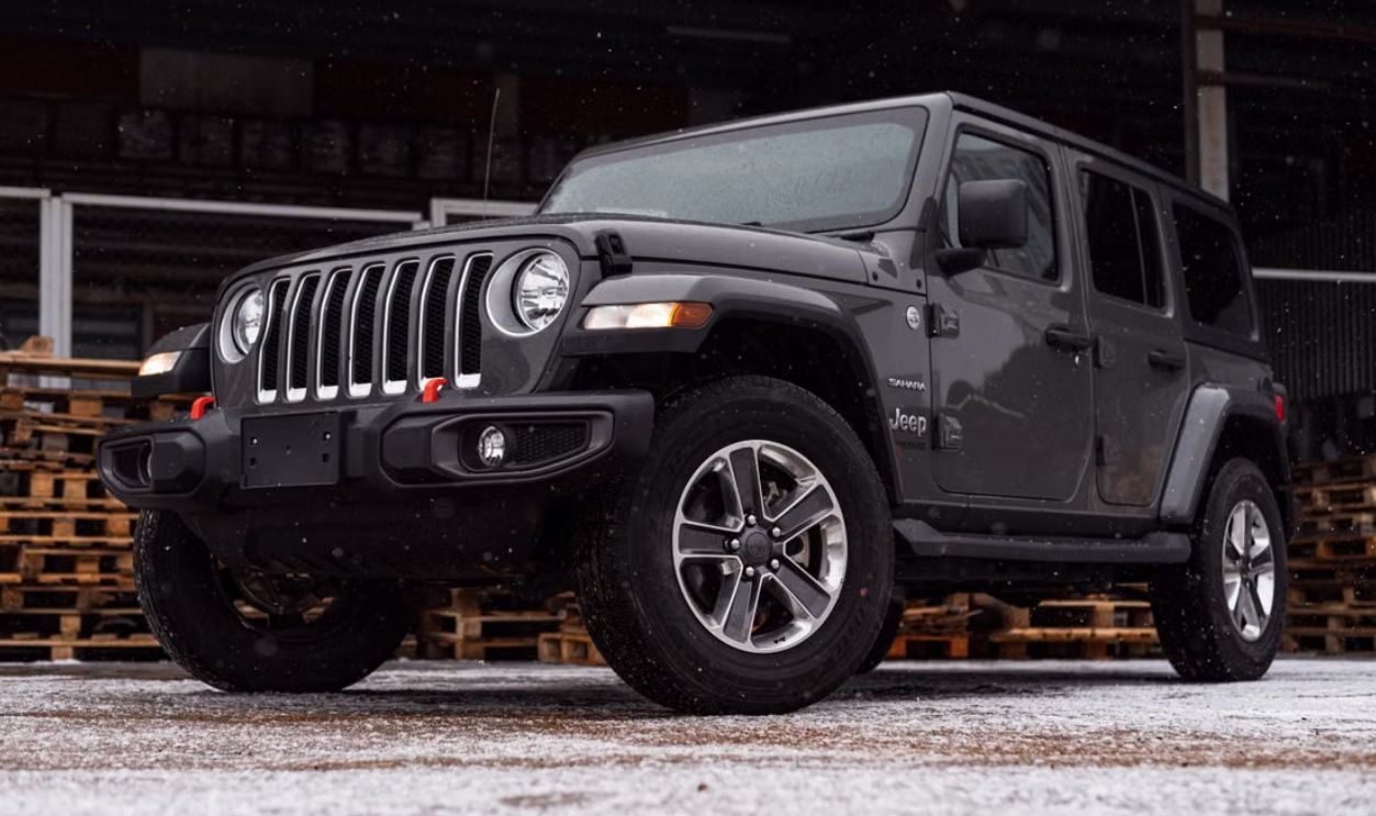 A rugged Jeep Wrangler parked on a snowy day, highlighting its robust design