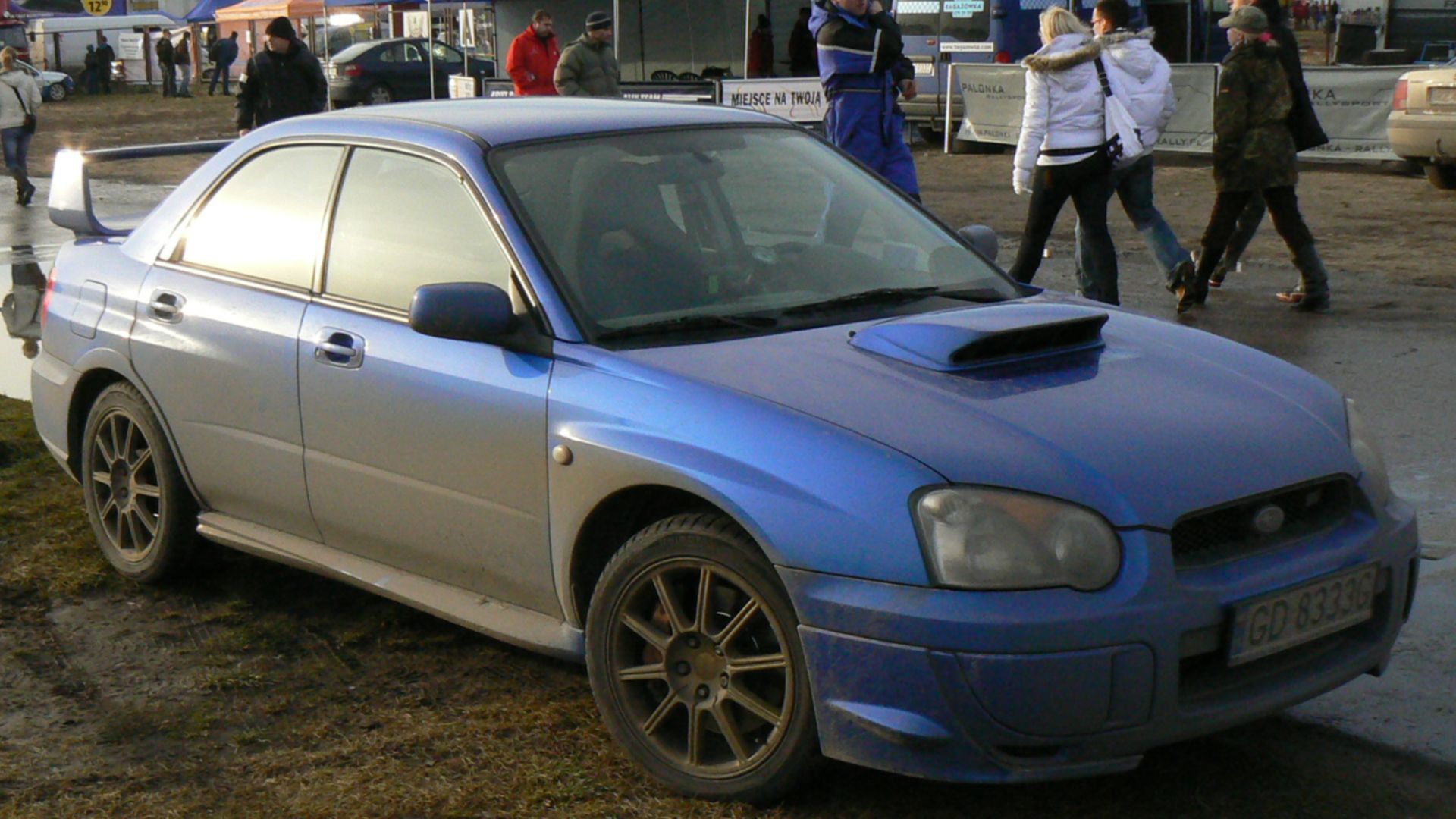 Second generation Subaru Impreza WRX STi, after the first facelift (MY2004 - 2005). Photo taken in Warsaw, Poland.