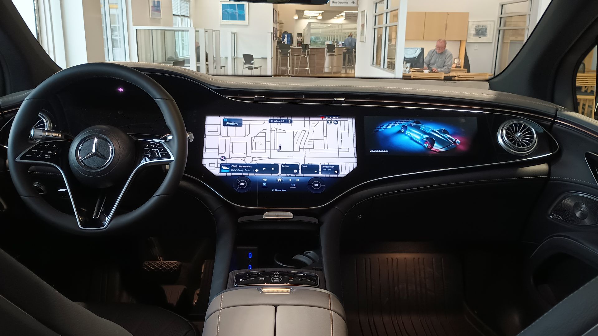 Dashboard of a 2023 Mercedes-Benz EQS 580 SUV electric luxury SUV.