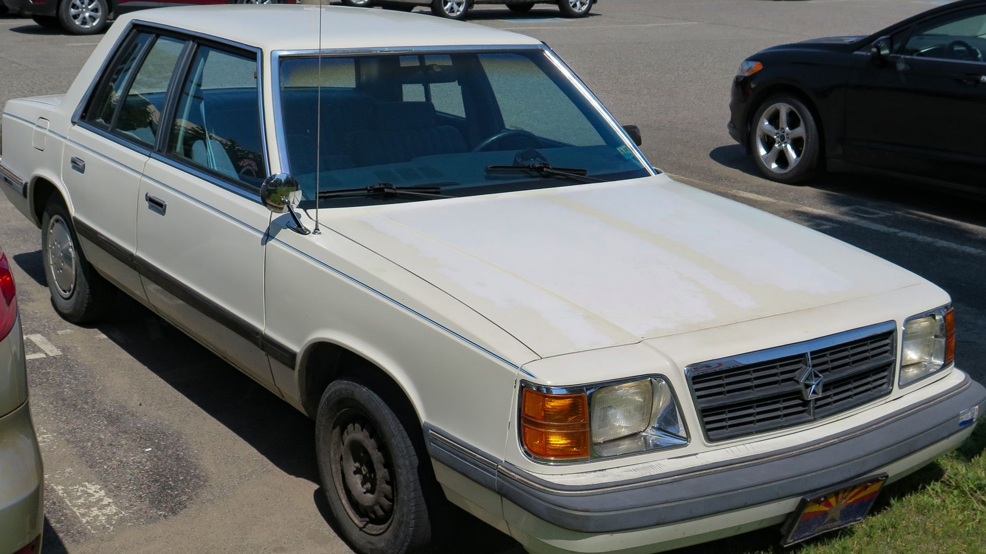 1985 Dodge Aries SE four-door photographed in Sault Ste. Marie, Ontario, Canada.