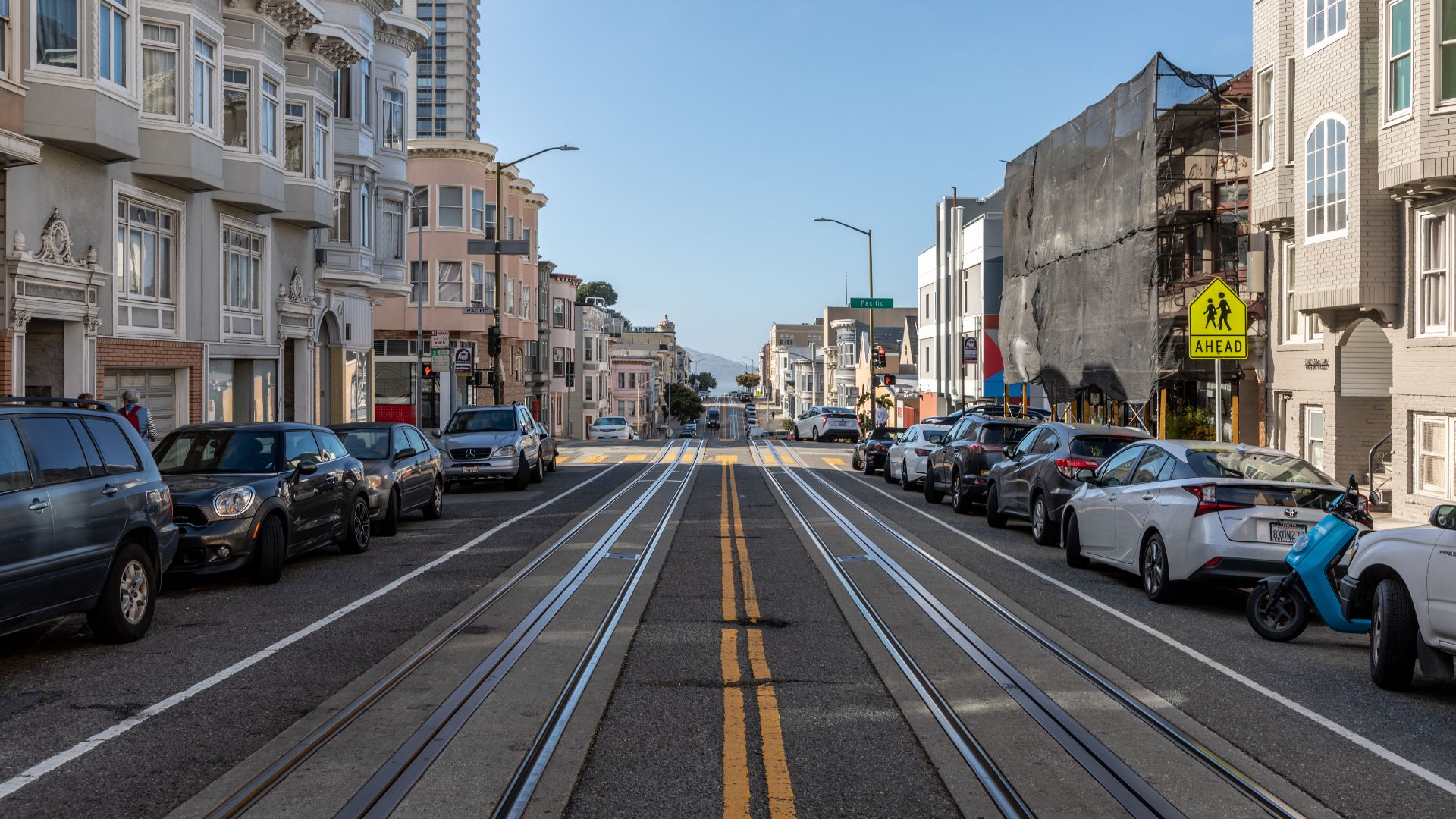 Mason Street with cable car track, San Francisco, California, USA