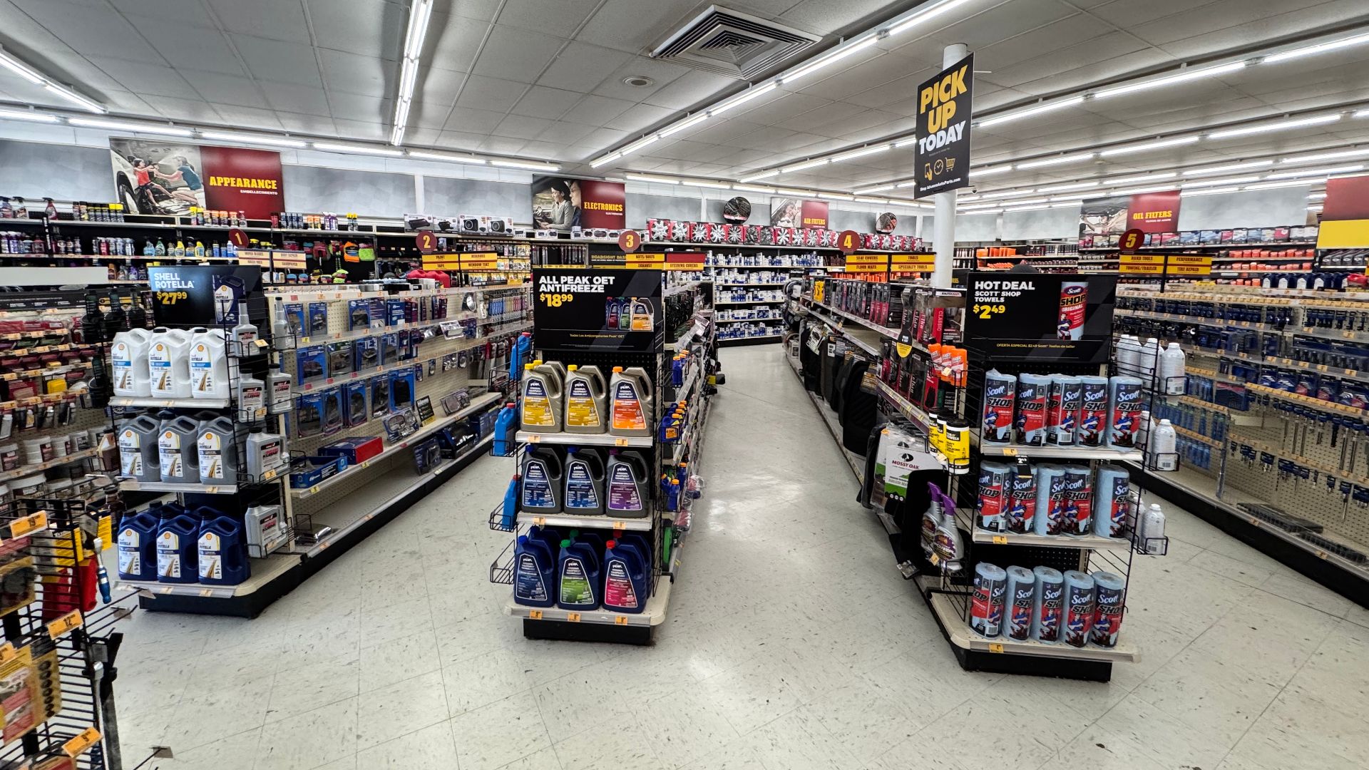 The interior of an Advance Auto Parts store in Murphy, North Carolina