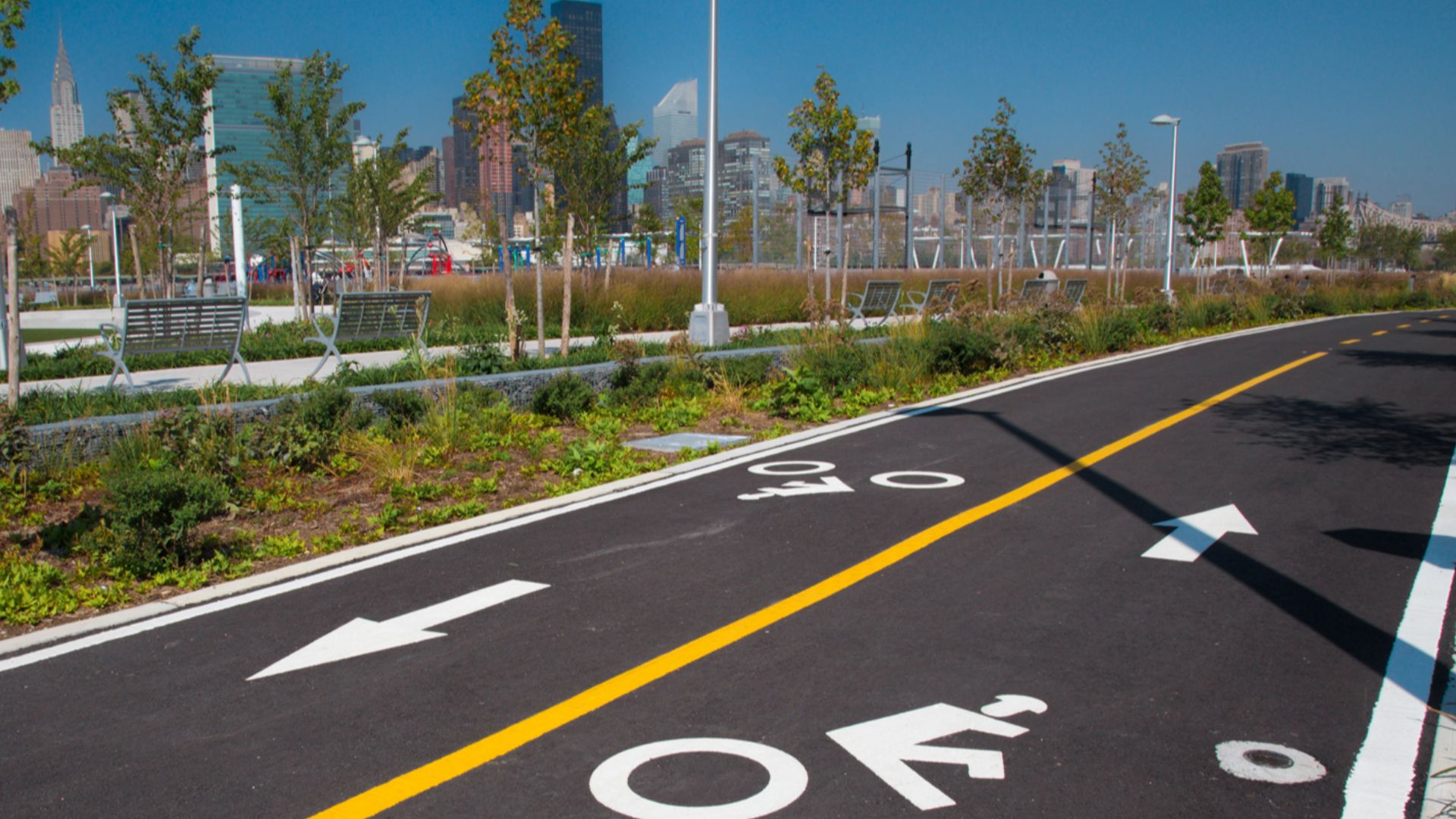 New 2-lane bike path in Long Island City, NY