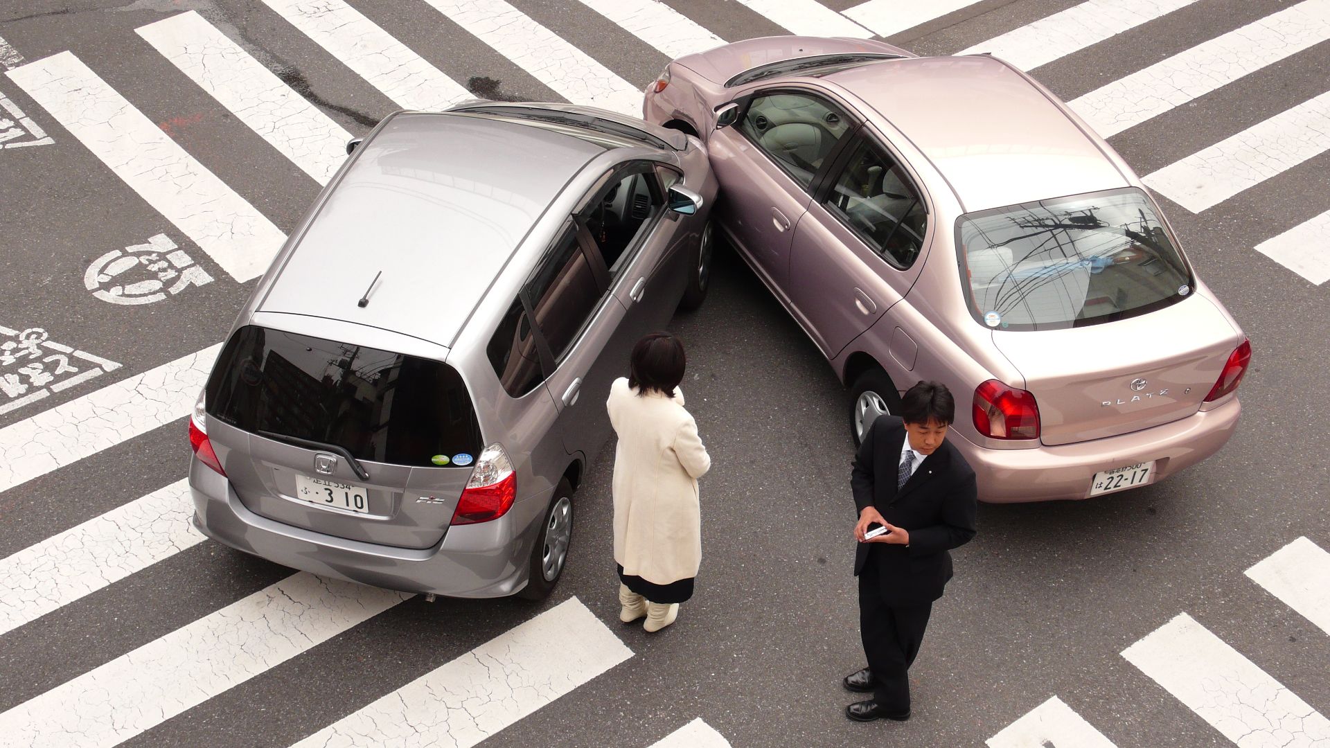 A car accident in Tokyo, Japan.