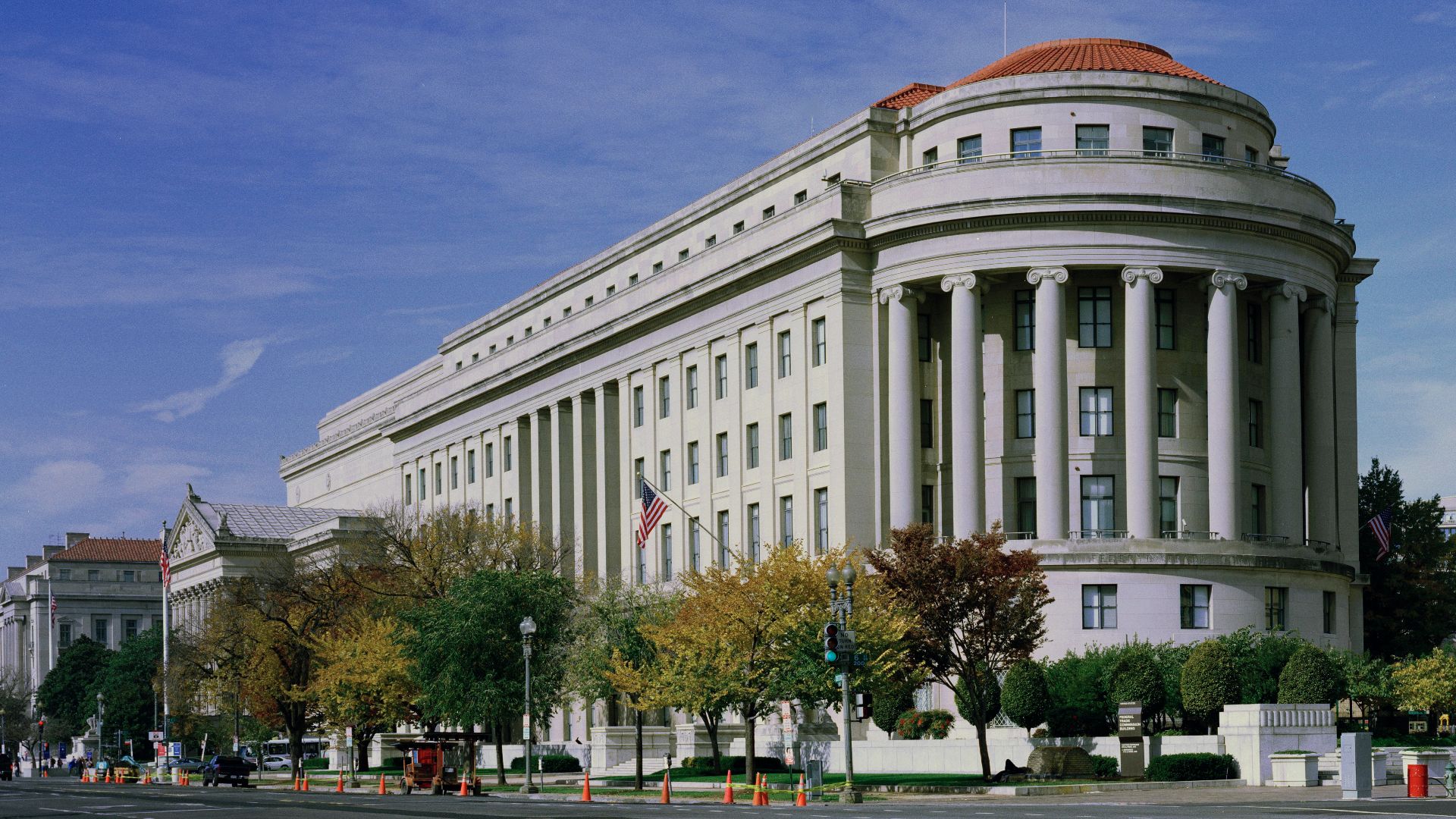 The Apex Building, headquarters of the Federal Trade Commission, on Constitution Avenue and 7th Streets in Washington, D.C..  The building was designed by Edward H. Bennett under the purview of Secretary of the Treasury Andrew W. Mellon, and was completed