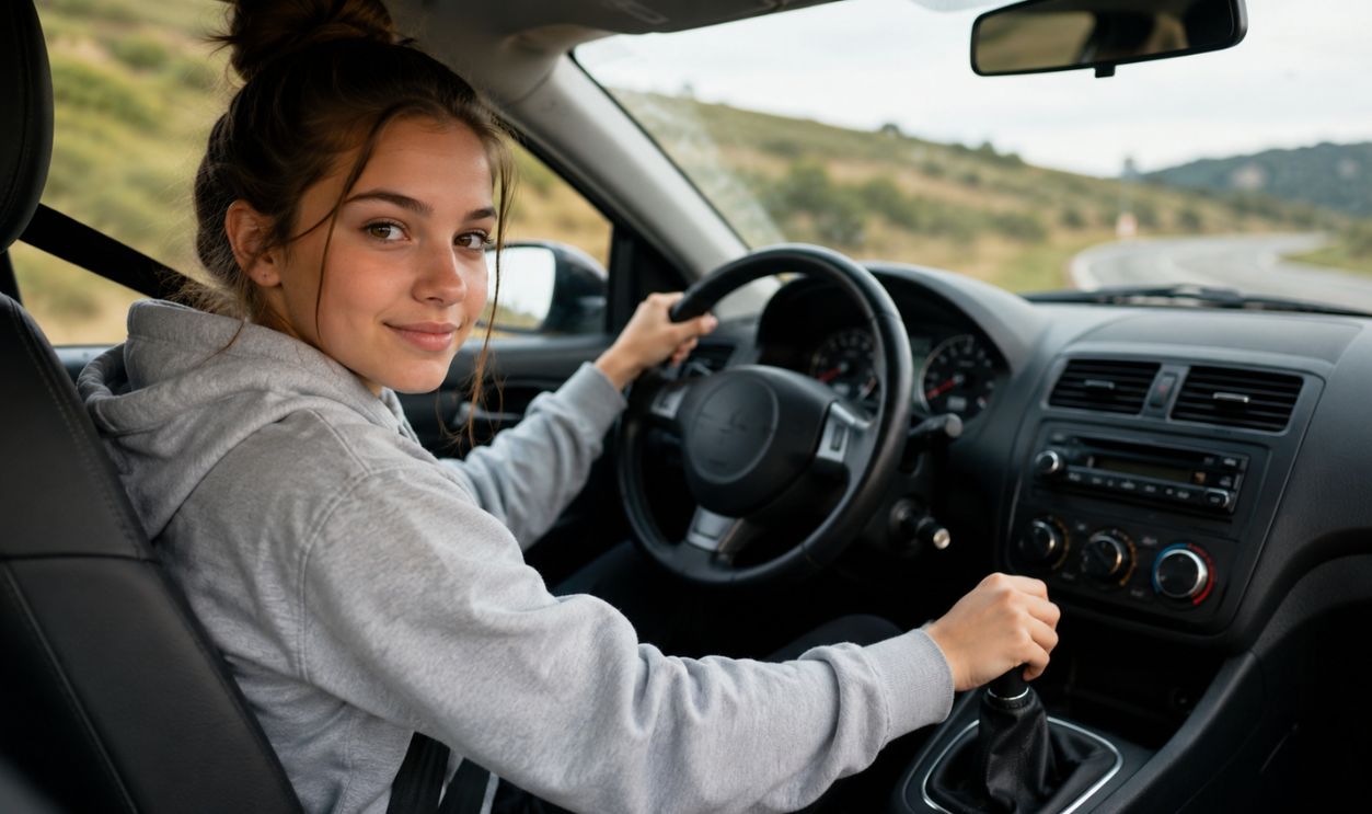 Confident driver in a sleek car