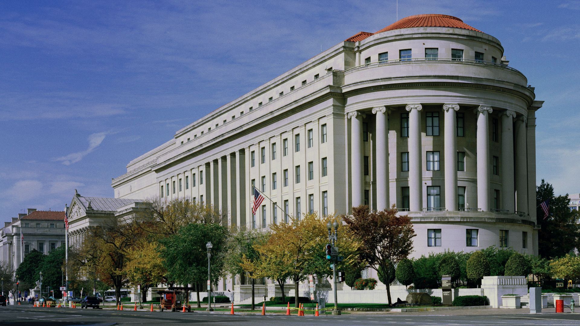The Apex Building, headquarters of the Federal Trade Commission, on Constitution Avenue and 7th Streets in Washington, D.C..  The building was designed by Edward H. Bennett under the purview of Secretary of the Treasury Andrew W. Mellon, and was completed