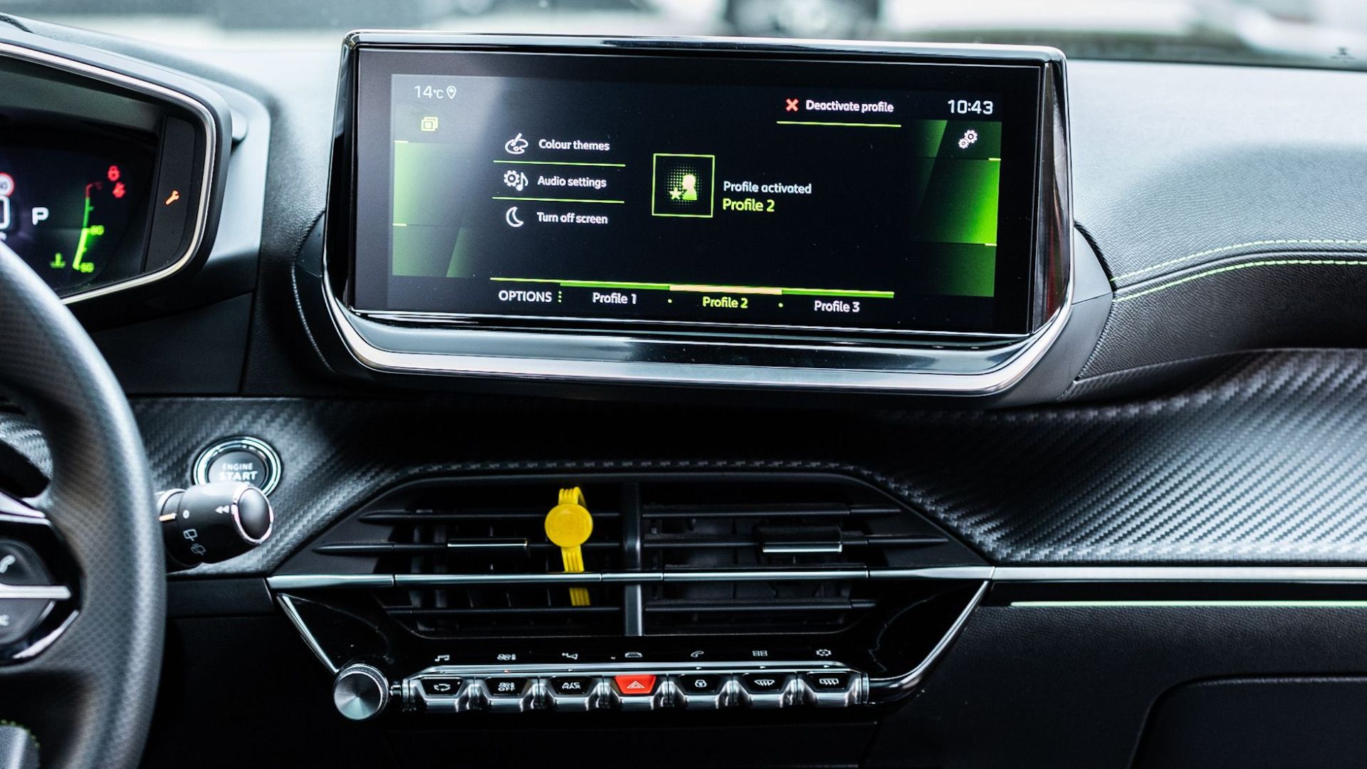 Explore the stylish interior of a modern car featuring an advanced dashboard and gearshift.