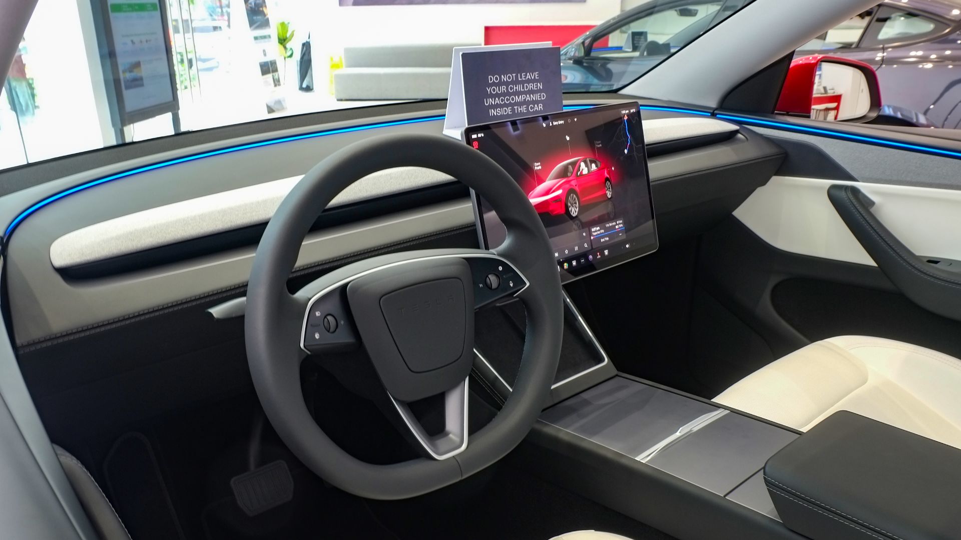 2025 Tesla Model Y interior view at Tesla Flagship Store - Uptown BGC. From an AWD Model Y