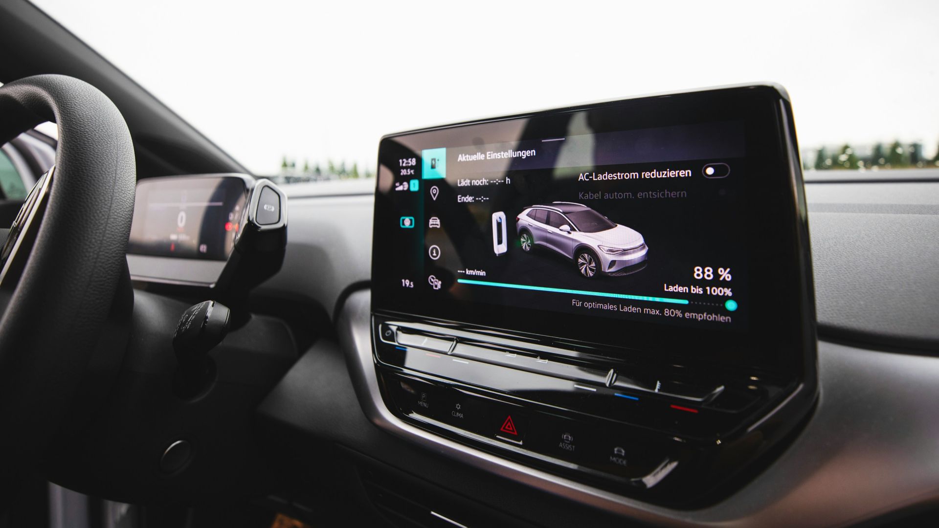a car dashboard with a screen