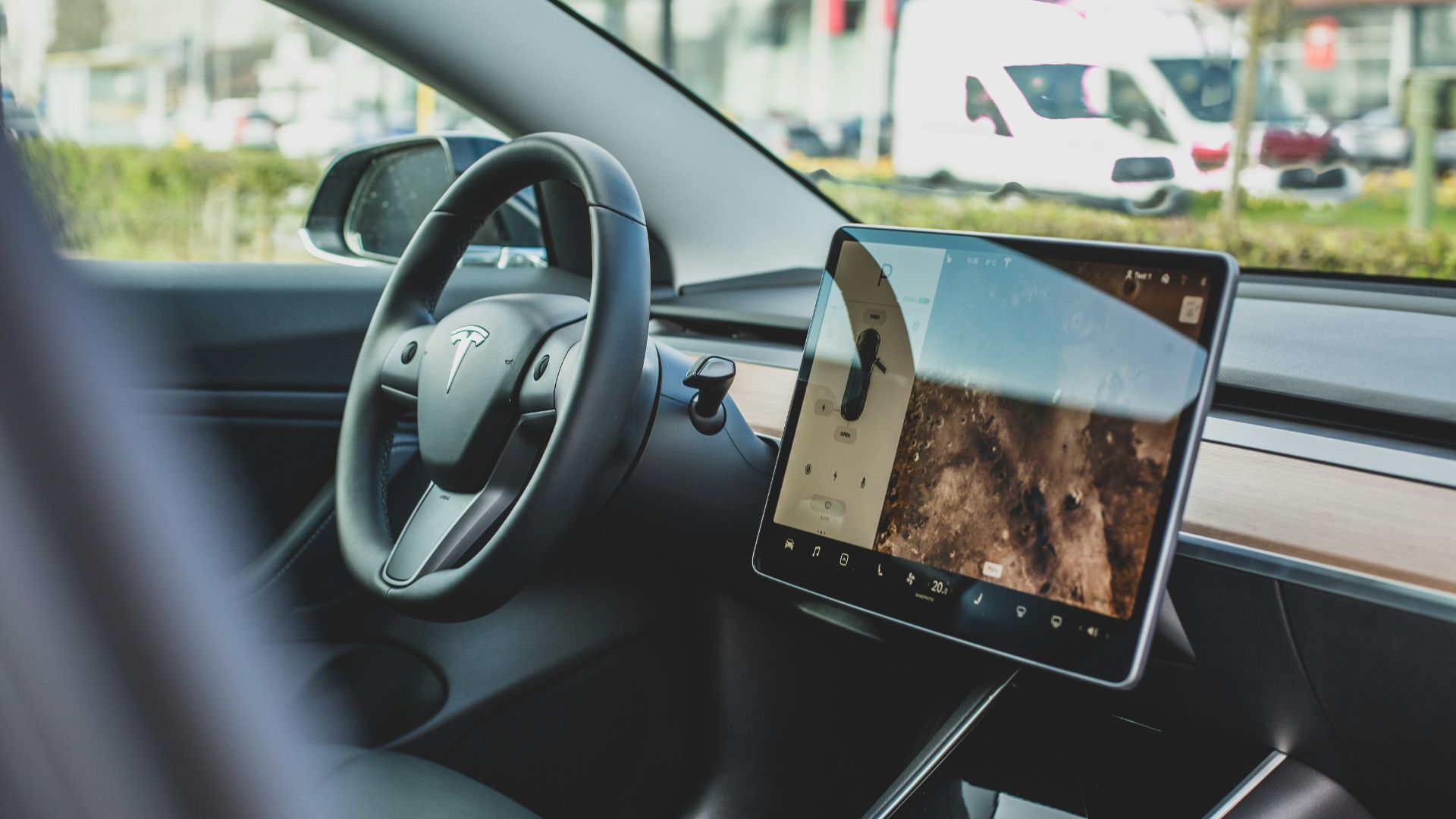 turned on Tesla car GPS navigator