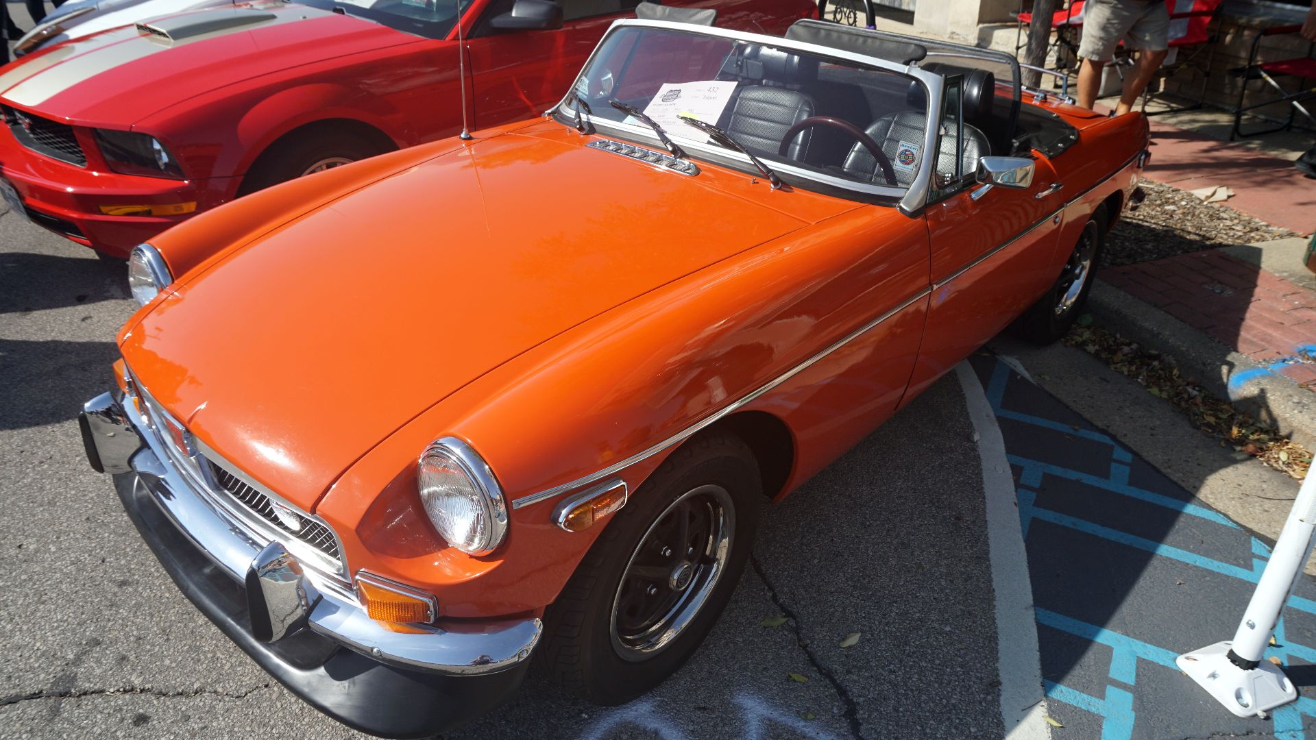 A 1974 MG MGB on display at the 2024 Downtown West Allis Classic Car Show in West Allis, Wisconsin (United States).