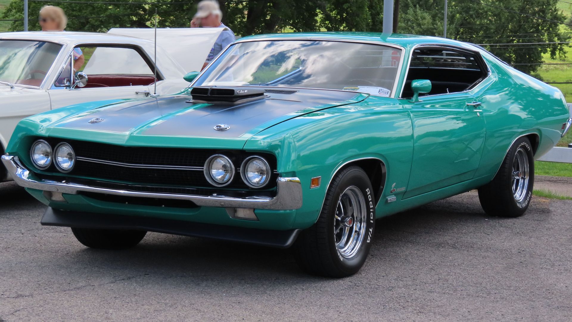1970 Ford Torino Cobra photographed at a car show in Butler, Pennsylvania. Finished in Grabber Green.