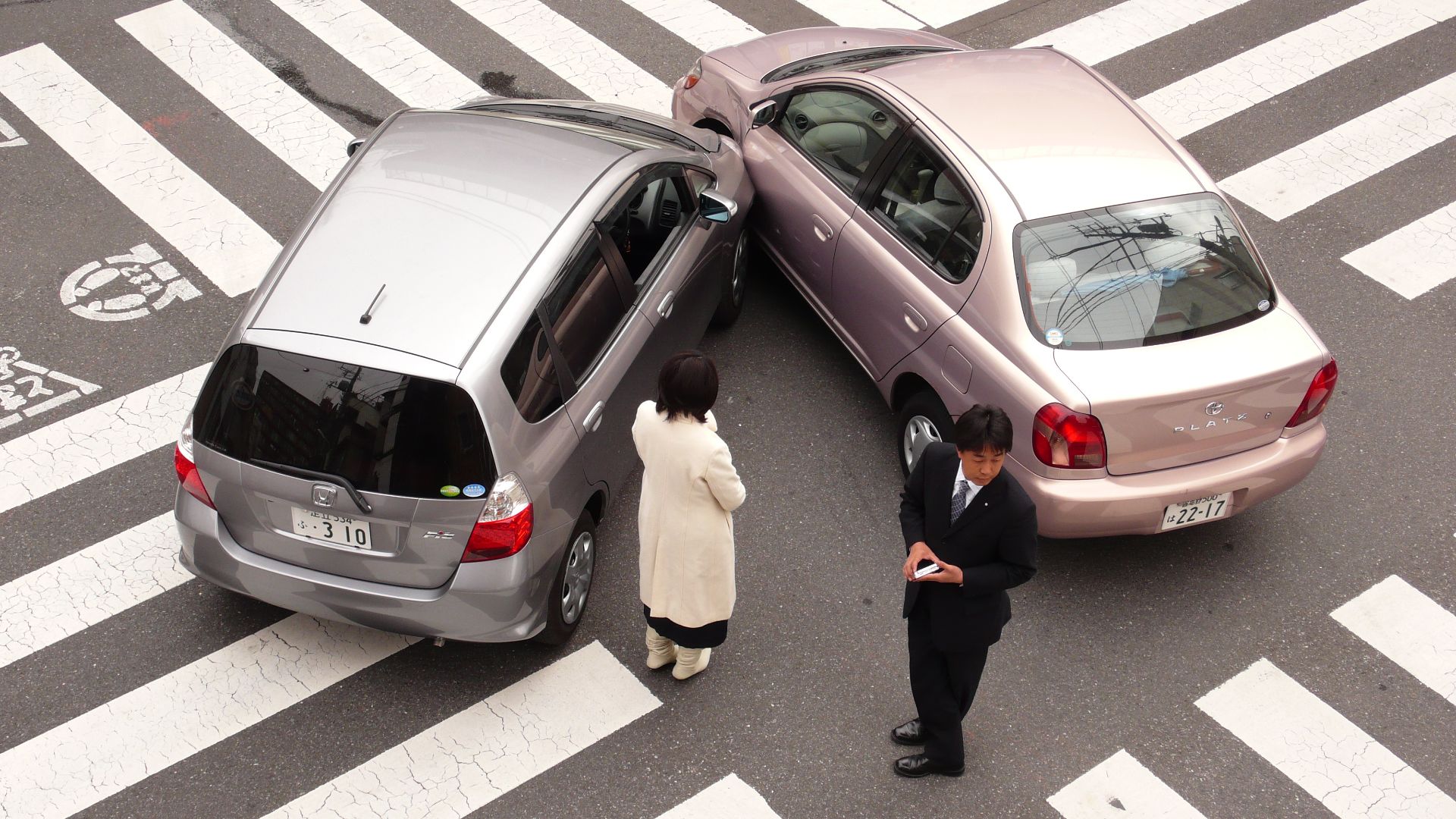 A car accident in Tokyo, Japan.