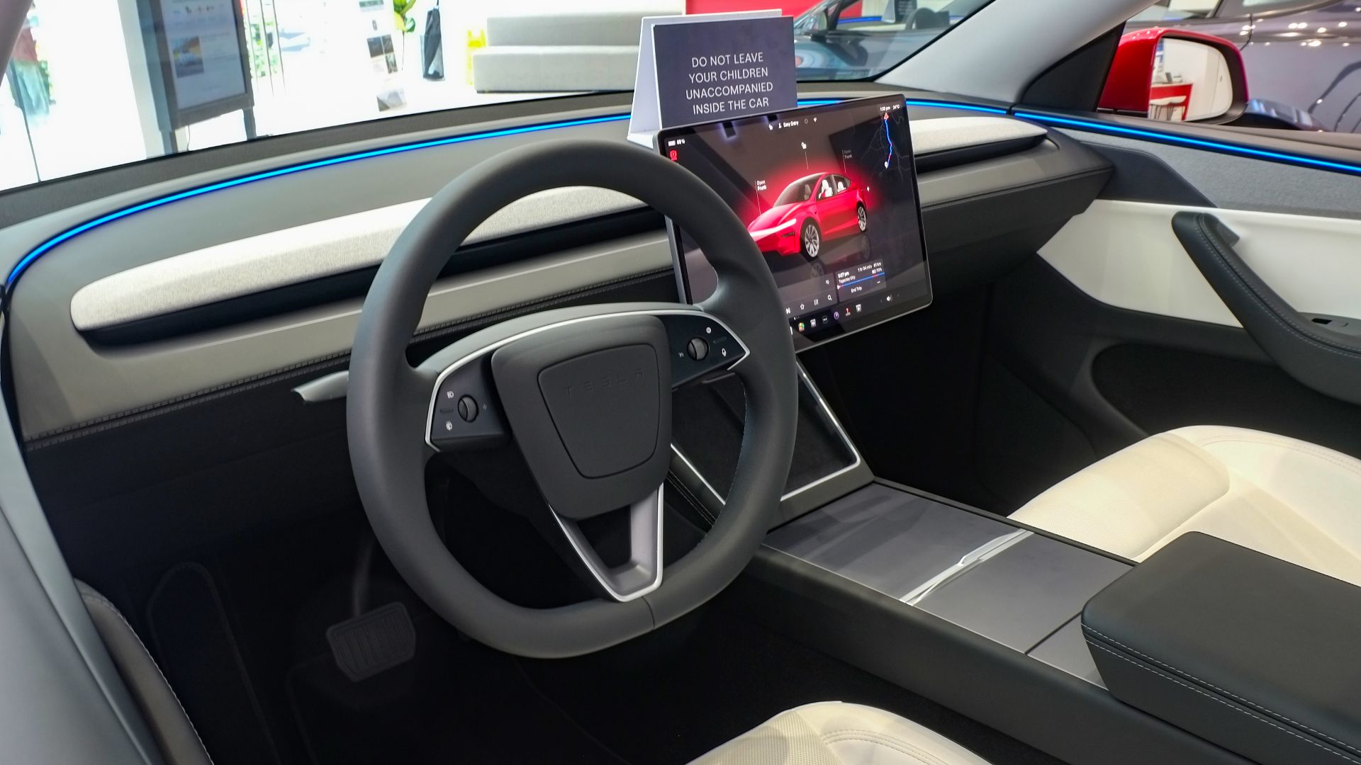 2025 Tesla Model Y interior view at Tesla Flagship Store - Uptown BGC. From an AWD Model Y