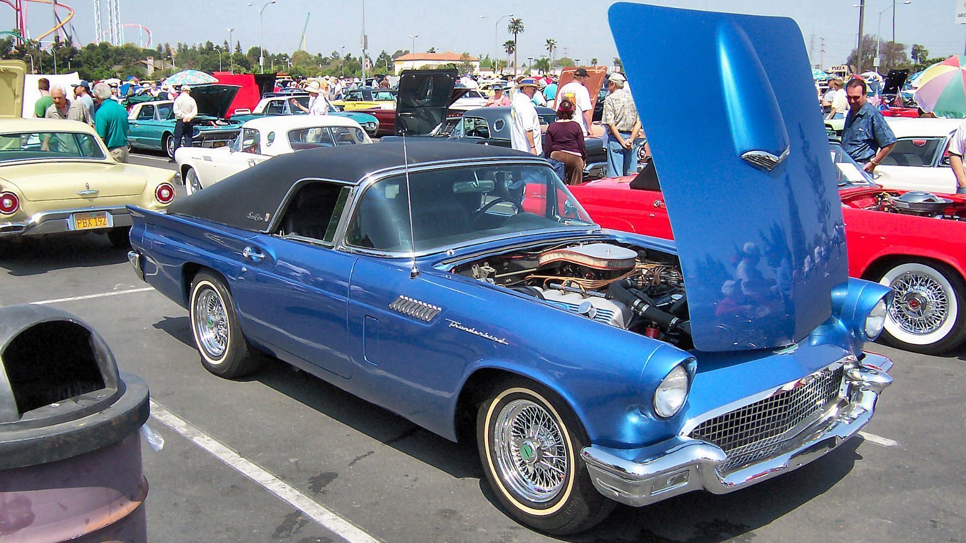 Very customised 1957 Ford Thunderbird at the Fabulous Fords Forever show at Knotts Berry Farm, Buena Park, California, USA.  The car has been fitted with a