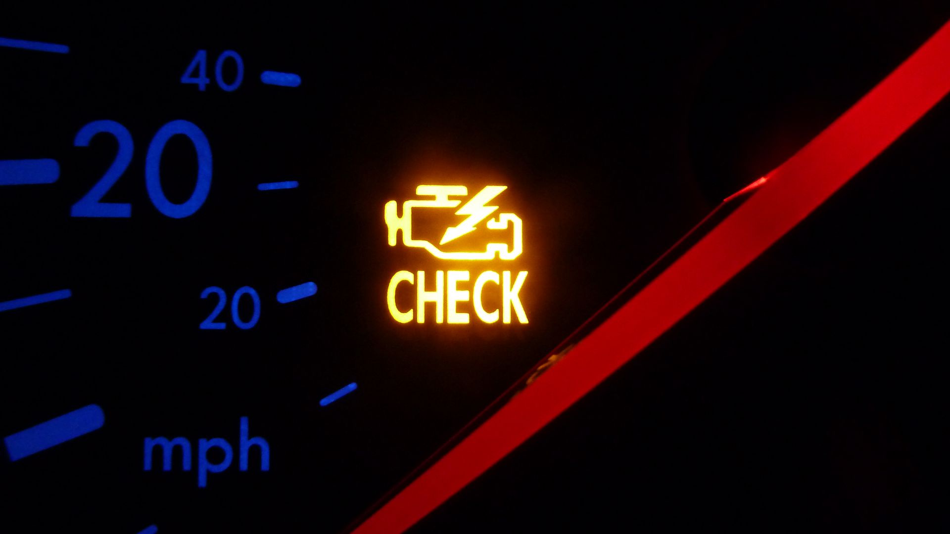 Engine check light on a VW Bora indicating a fault in the engine management system