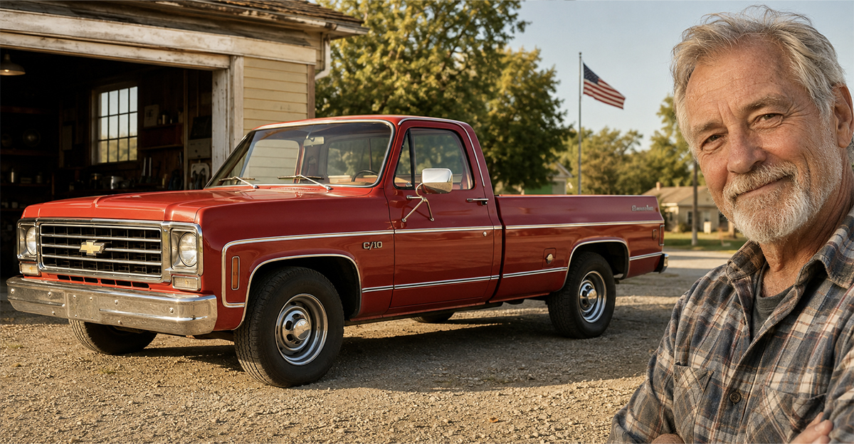 An older man with a pickup truck