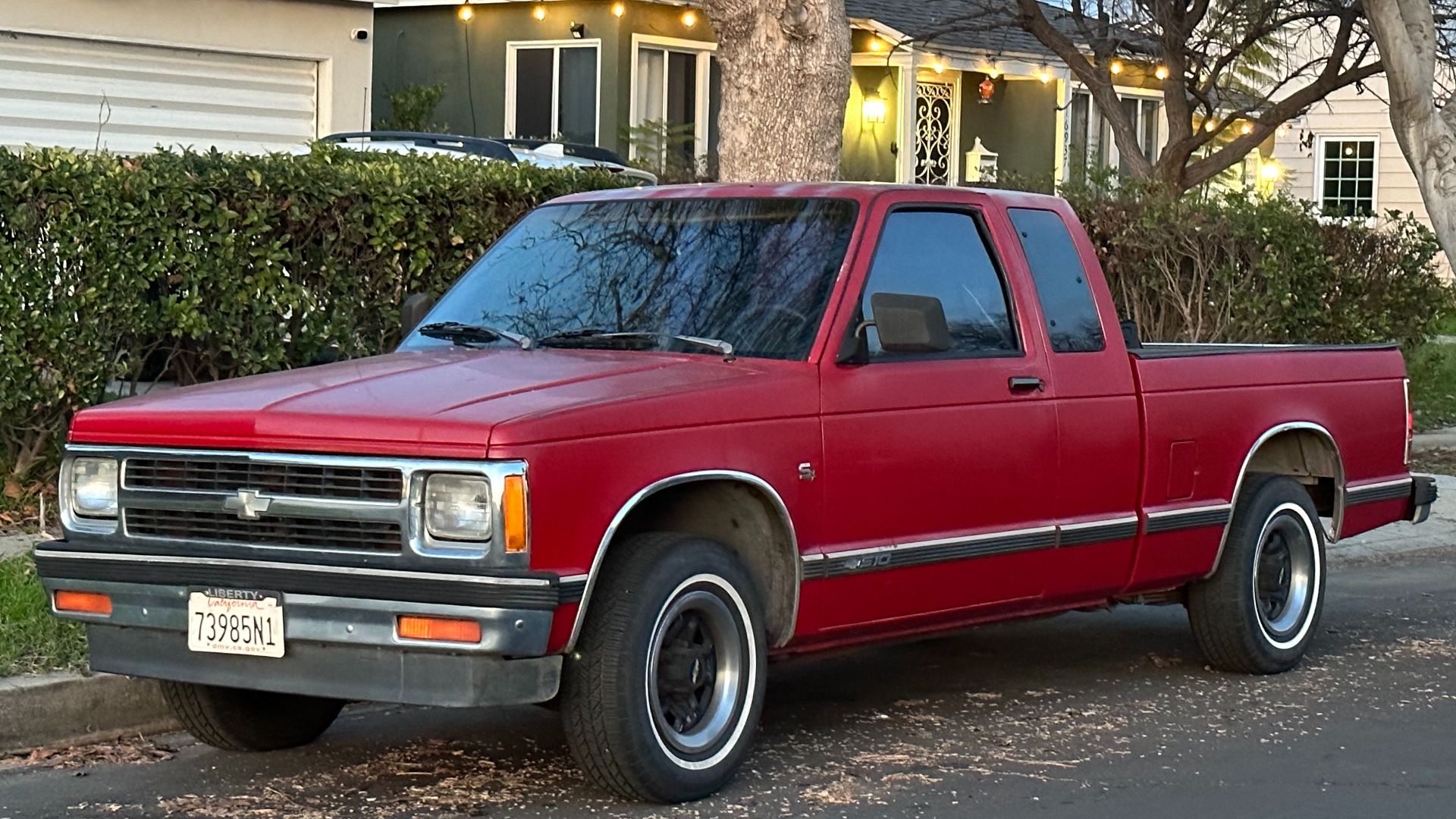 A red 1981–1993 Chevrolet S-10, unknown trim level.